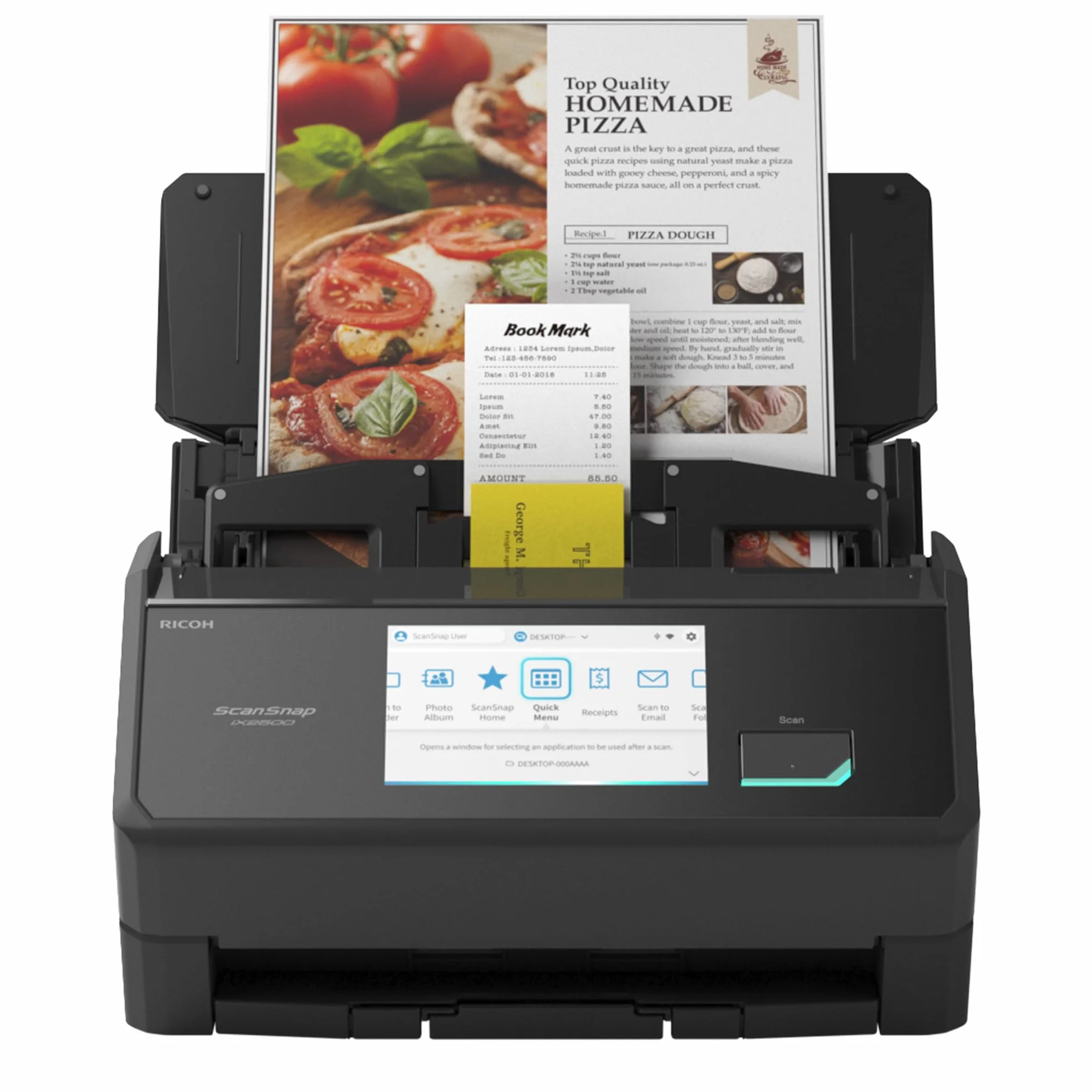 ScanSnap iX2500 Schwarz Dokumentenscanner – Ultraschneller Duplex-Scanner mit 45 S./Min., 100-Blatt-ADF, 600 DPI, 5″ Touchscreen, WLAN/Bluetooth/USB-Konnektivität