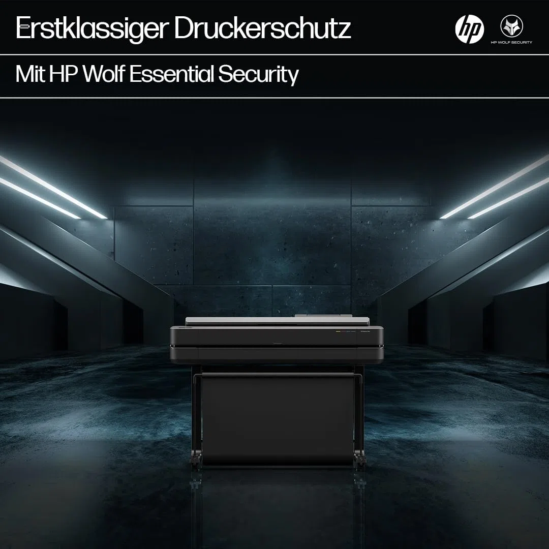 HP DesignJet T630 36 Zoll (91 cm 5HB11D), Großformatdrucker, Plotter, Standard A4-A0, 76 A1-Drucke/Stunde, Wi-Fi, Ethernet, USB, 2400x1200 DPI, Recyceltes Metall, 1 Jahr Garantie, Click, Schwarz