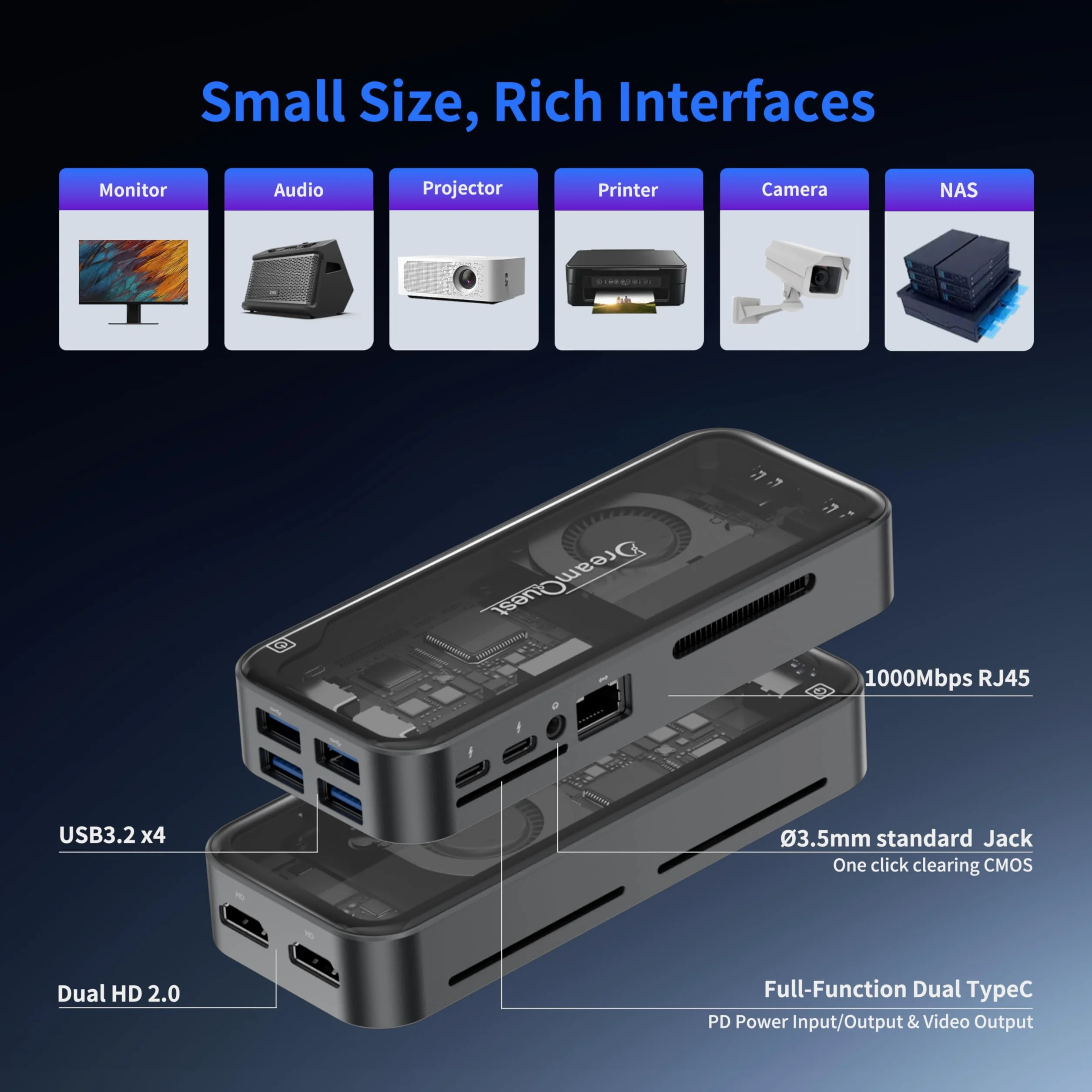 DreamQuest Mini PC Windows 11 Pro,Intel N95 (bis zu 3.4Ghz) 12GB LPDDR5 512GB M.2 SSD Micro Computer Stick Desktop PC Stick,Dual HDMI+Type C(10Gbps)/BT 5.3/WiFi 6/USB3.2 für Home/Büro Besser als N5030