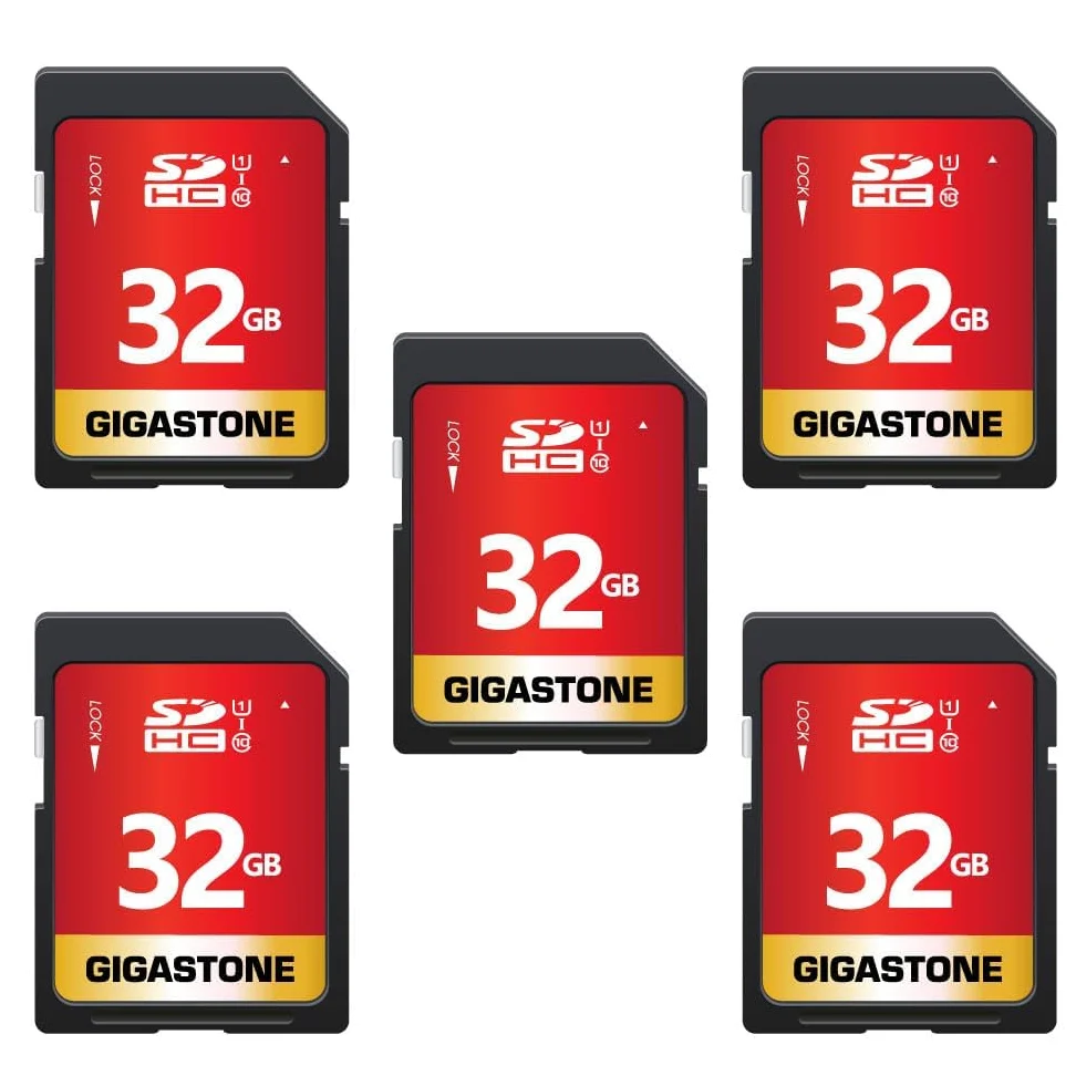 GIGASTONE 32GB SDHC Speicherkarte 5er-Pack, UHS-I U1 Klasse 10, bis zu 80 MB/s für Digitalkameras Canon Sony Nikon Olympus PC