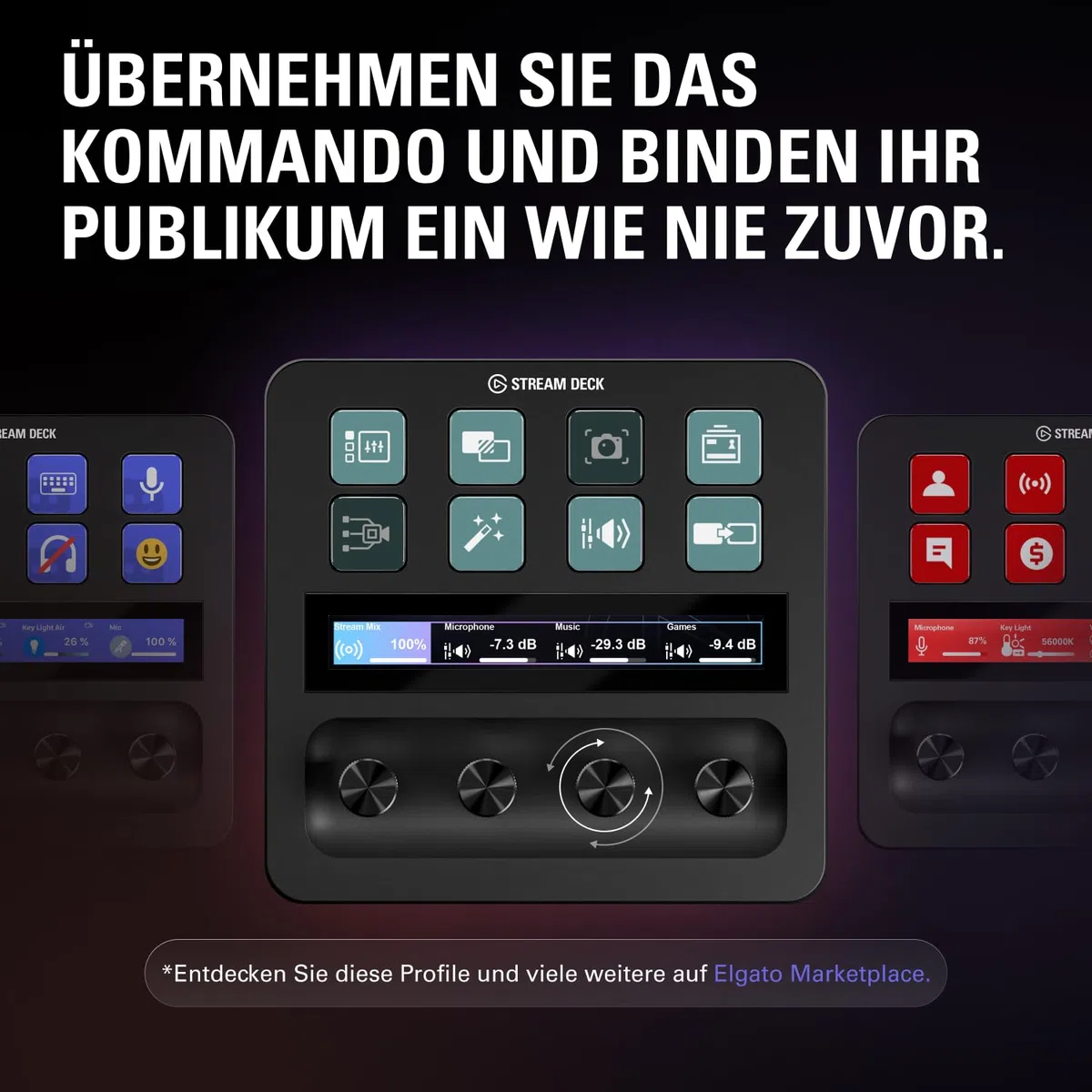 Elgato Stream Deck +, Audiomixer, Live-Produktion und Studio-Controller für Content Creators, Streaming, Gaming, mit anpassbarer Touch-Leiste, Drehreglern und LCD-Tasten, für Mac und PC