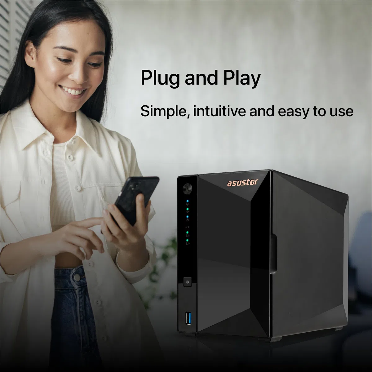 Asustor Drivestor 2 Pro Gen2 AS3302T v2, 2 Bay NAS Gehäuse Netzwerkspeicher, 1.7GHz Quad-Core, 2.5GbE Port, 2GB RAM DDR4, Network Attached Storage für Cloud Speicher (Diskless)