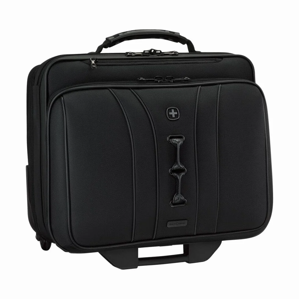WENGER Legacy Black Series Aktenkoffer, Laptop-Tasche zum Rollen, Trolley, Notebook bis 15,6 Zoll, 29 l, Büro Business Uni Schule, Schwarz, 653631