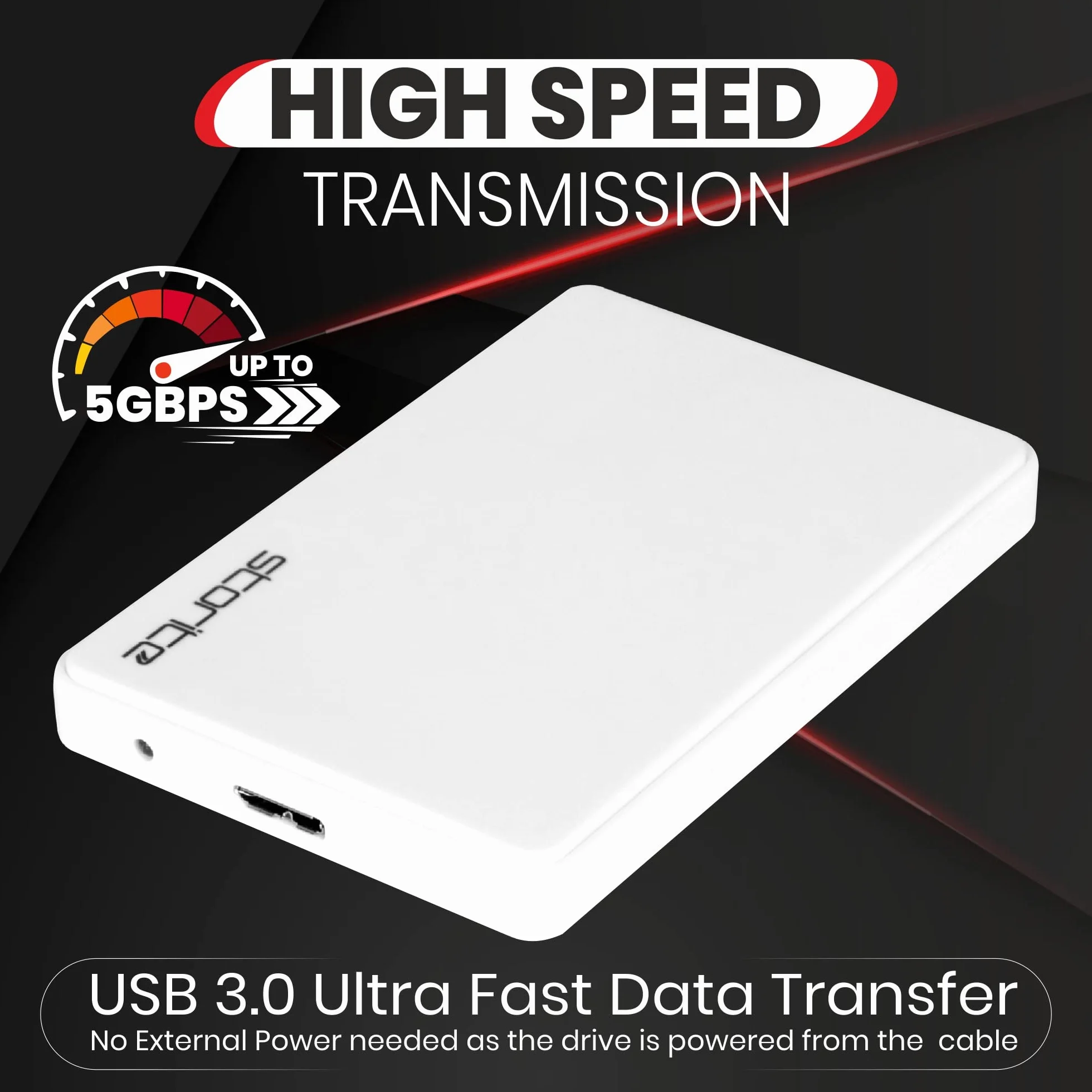 Storite 1TB Externe Festplatte, USB 3.0 ultraschnelle Slim-HDD für Datensicherung, Speichererweiterung, tragbare Festplatte Externe Festplatte, kompatibel mit Mac, Laptop, PC, Spielekonsole (weiß)