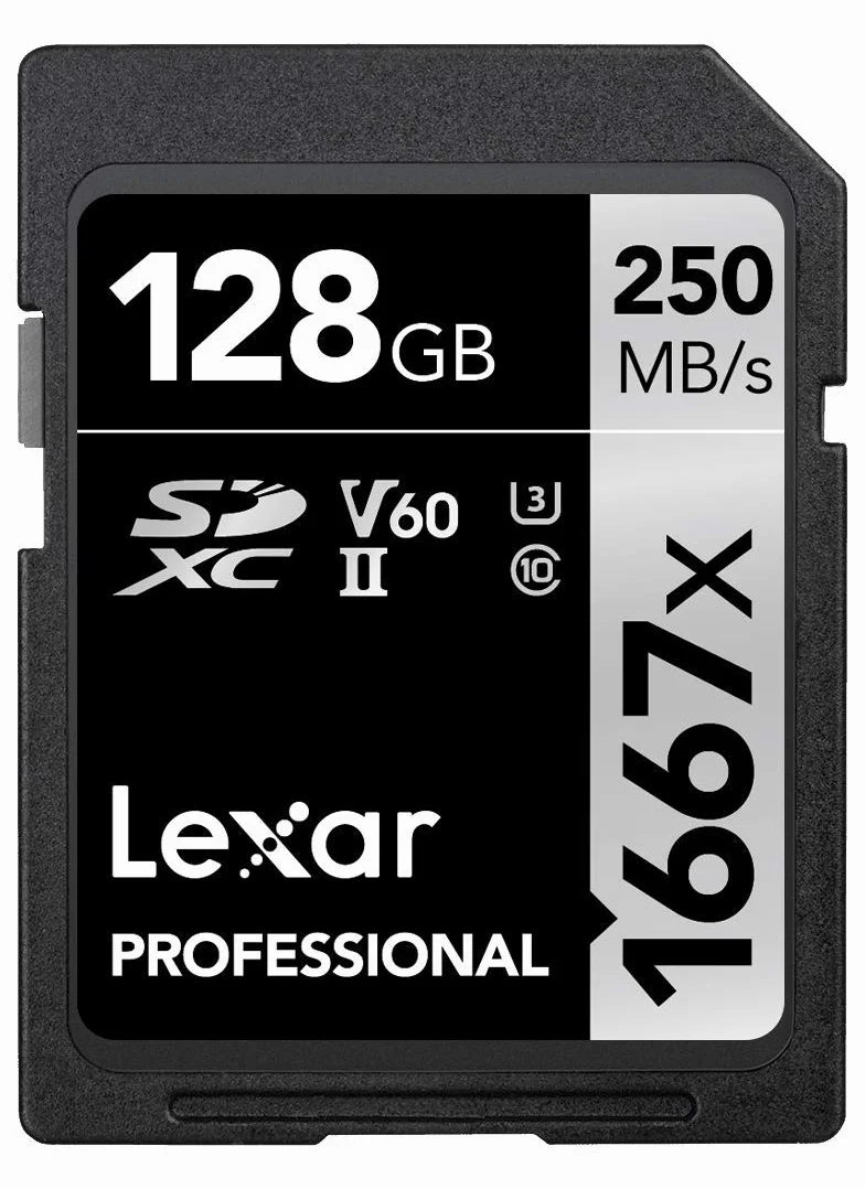 Lexar Professional 1667x SD Karte 128GB, Speicherkarte SDXC UHS-II, Bis zu 250 MB/s Lesen, Class 10, U3, V60, SD für Professionelle Fotografen, Videofilmer, Enthusiasten (LSD128CB1667)