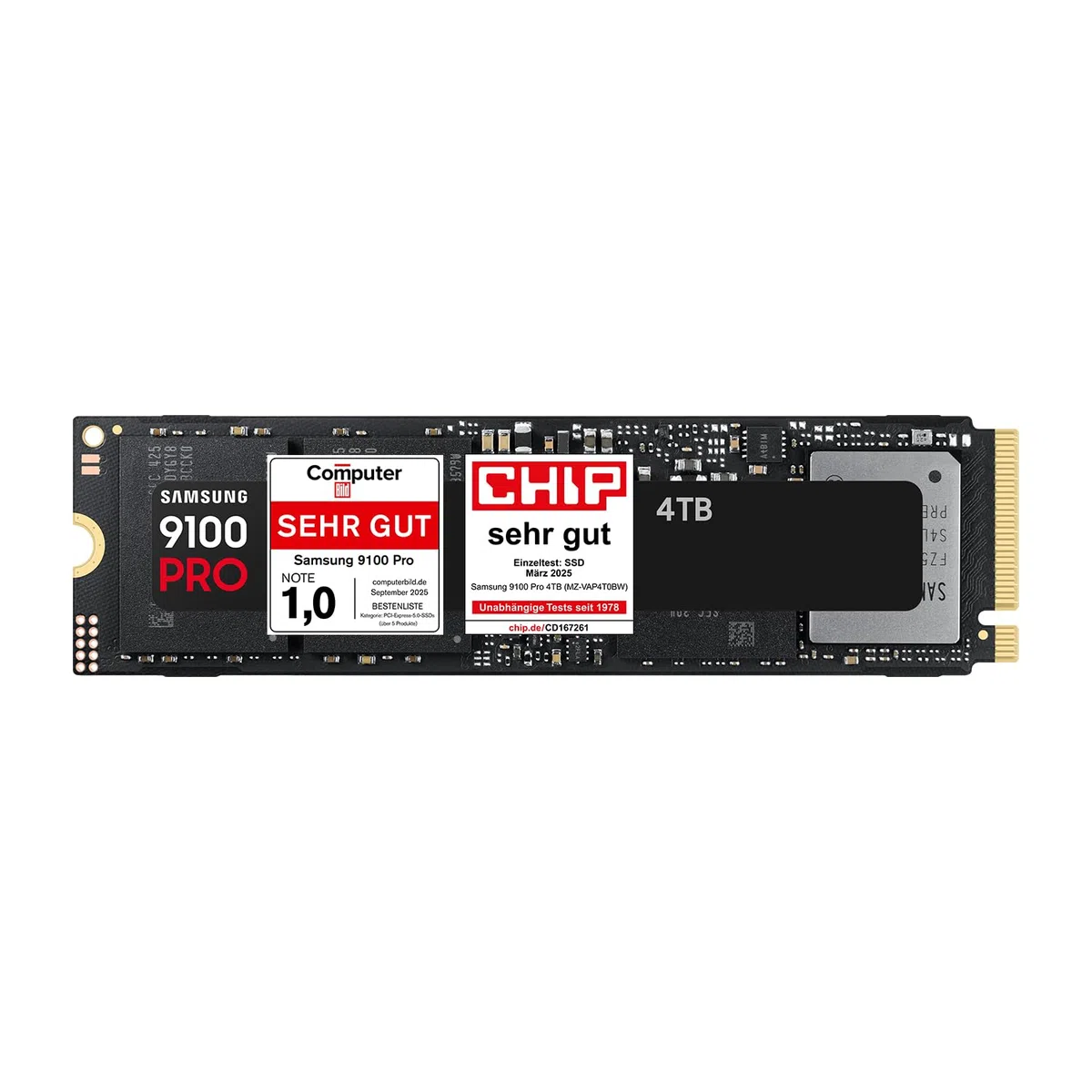 Samsung 9100 PRO NVMe M.2 SSD 4 TB PCIe 5.0 14.800 MB/s Lesen 13.400 MB/s Schreiben Interne SSD Gaming Schwarz MZ-VAP4T0BW