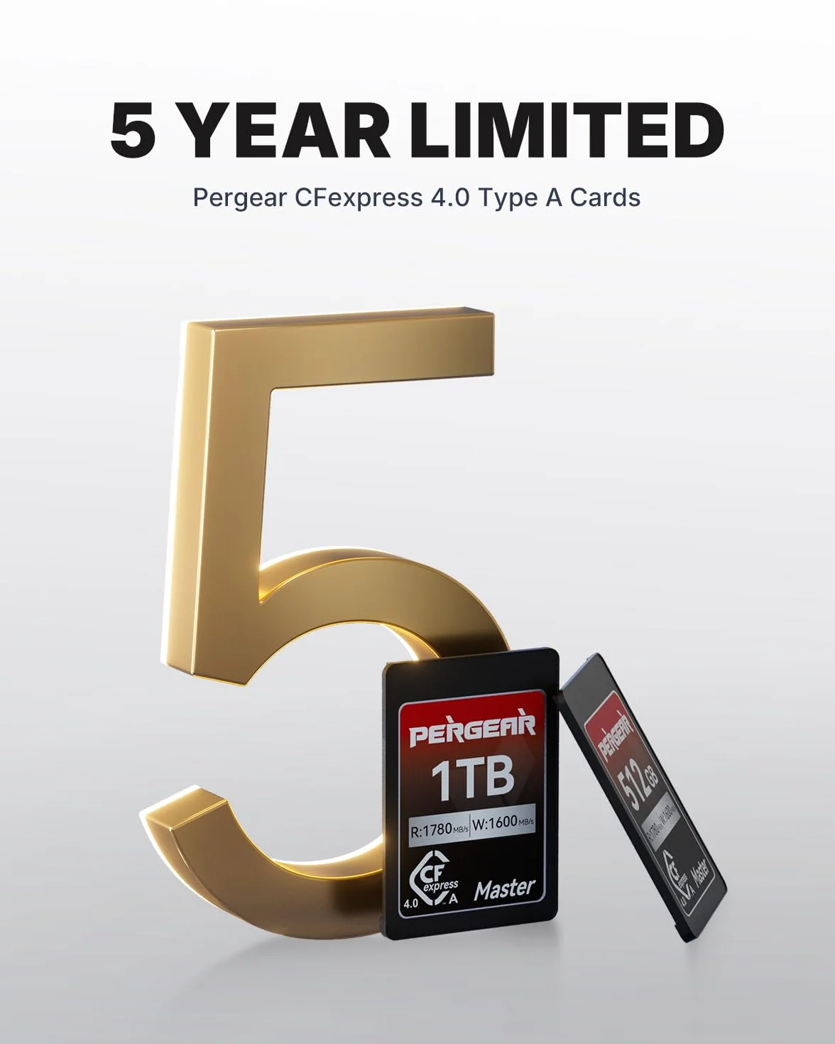 Pergear 256GB CFexpress 4.0 Typ A-Speicherkarte, Bis zu 1780MB/s Lesegeschwindigkeit und 1600MB/s Schreibgeschwindigkeit für 4K 120P, 8K 30P(Master Series), Kompatibel mit Sony Alpha und FX-Kameras