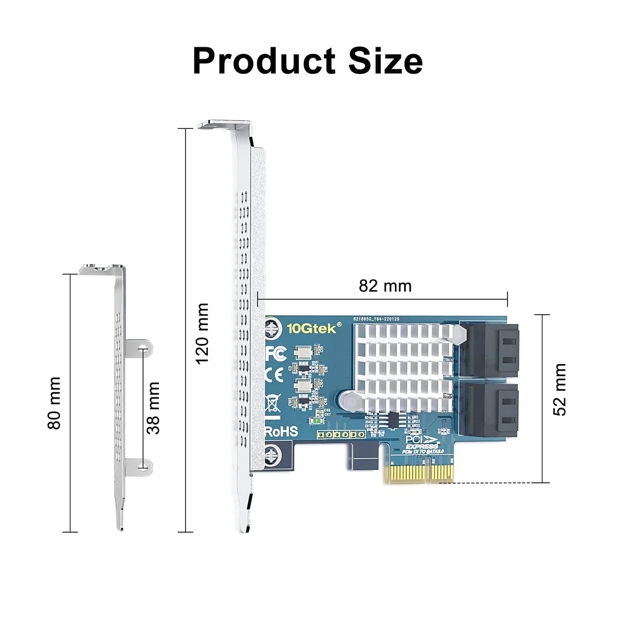 PCIe SATA Card Erweiterungskarte, 4 Port with 4 SATA Cables and Low Profile Bracket, 6Gbps SATA3.0 Controller PCI Express Expansion Card, Support SSD and HDD