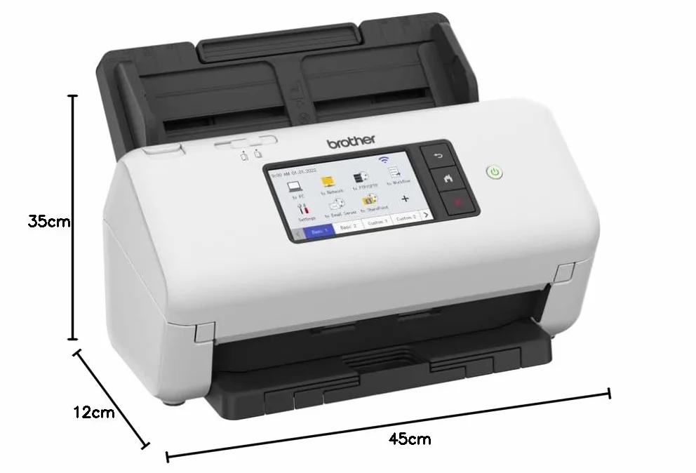 Brother ADS-4700W, Professioneller Dokumentenscanner mit USB, LAN und WLAN, Duplex Scan, Touchscreen, ADS4700WRE1, Weiß