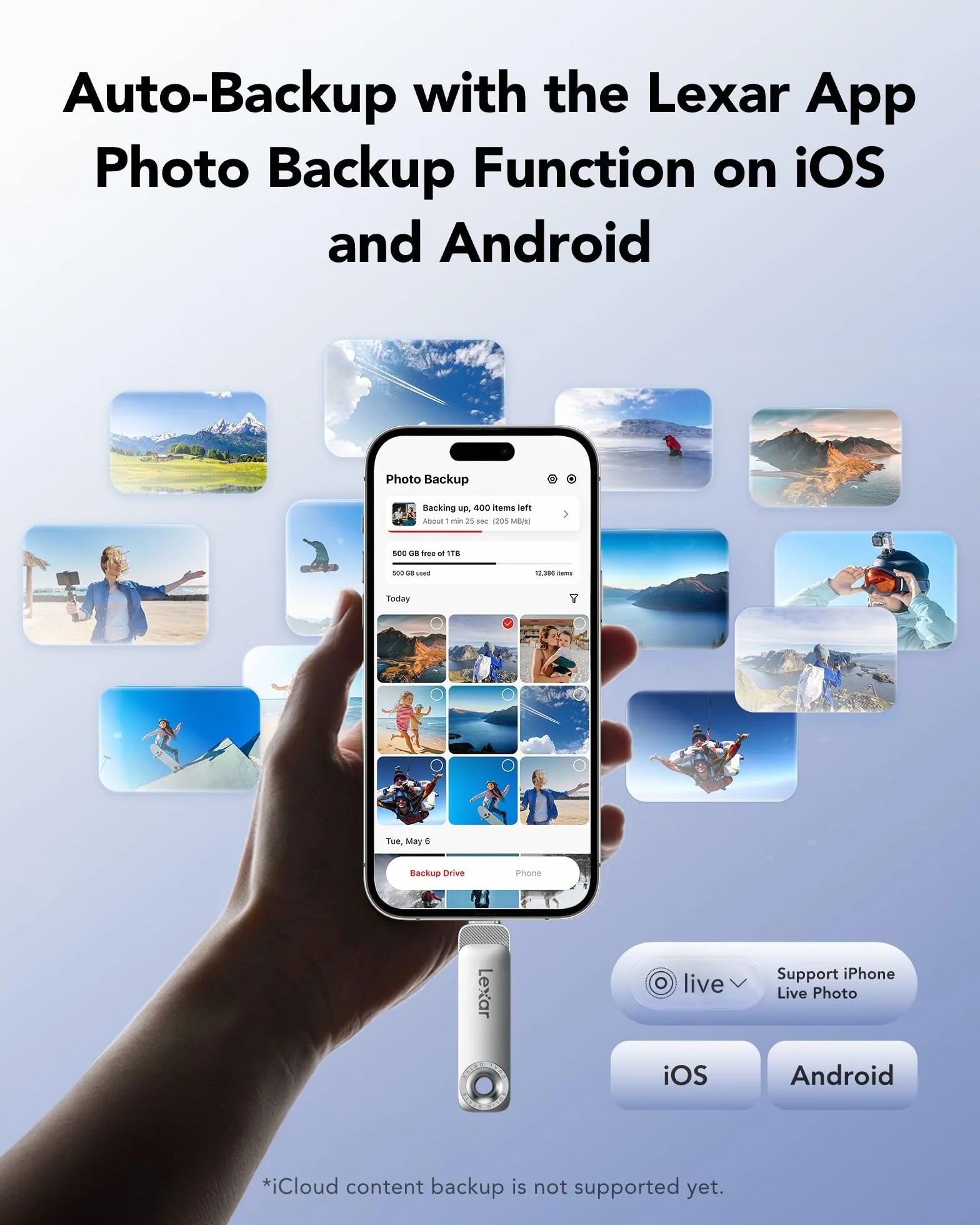 Lexar D50E 128GB Solid State Dual Drive, USB-Stick mit bis zu 400 MB/s Lesegeschwindigkeit, 360 MB/s Schreibgeschwindigkeit, USB-C & USB-A Port, Metallgehäuse Klappdesign, für iPhone 17, Android & PC