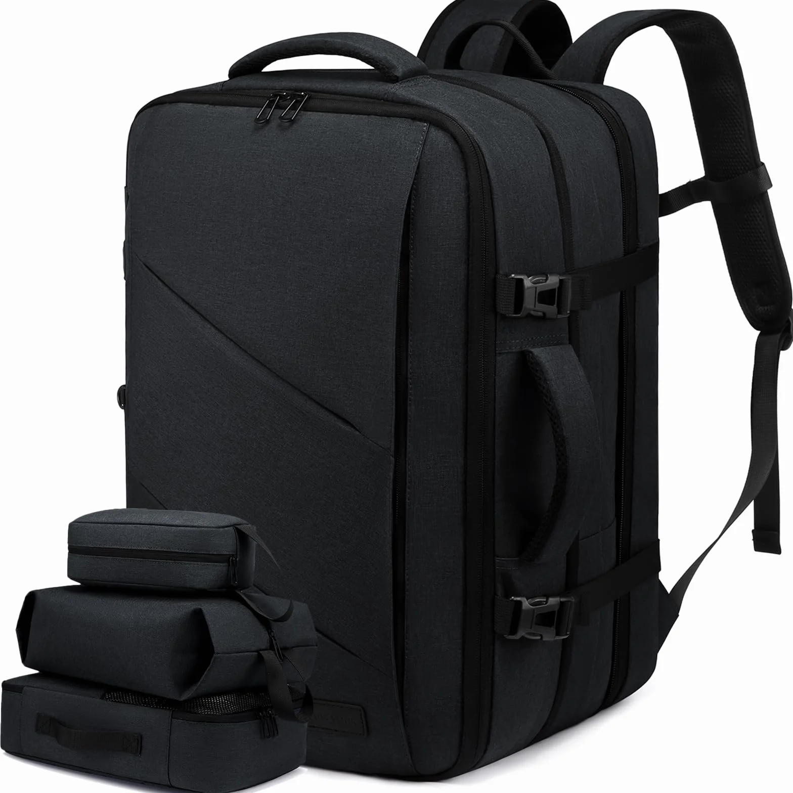 LOVEVOOK Handgepäck Rucksack, 30L Reiserucksack Herren Damen Kofferrucksack Flugzeug Tasche, Travel Backpack Carry On Luggage für 15,6 Zoll Laptop, Reisetasche Koffer Cabin Bag für Reise, Schwarz