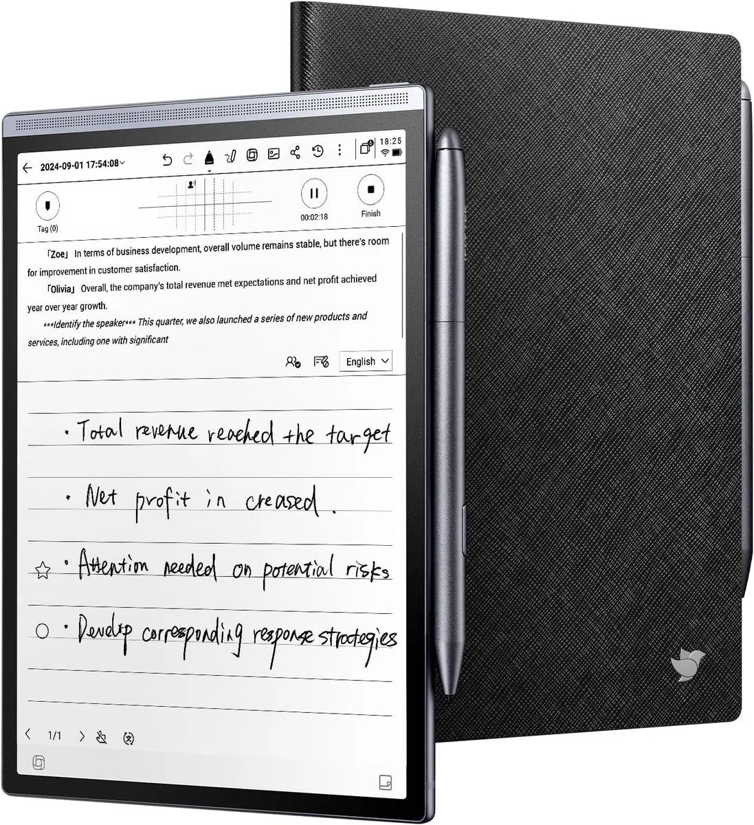 AINOTE Air 2 Hülle 20,8 cm 8,2 Zoll AI-Notizbuch-Tablet 24 Stufen Licht Stift Sprach-zu-Text Transkription mehrsprachig
