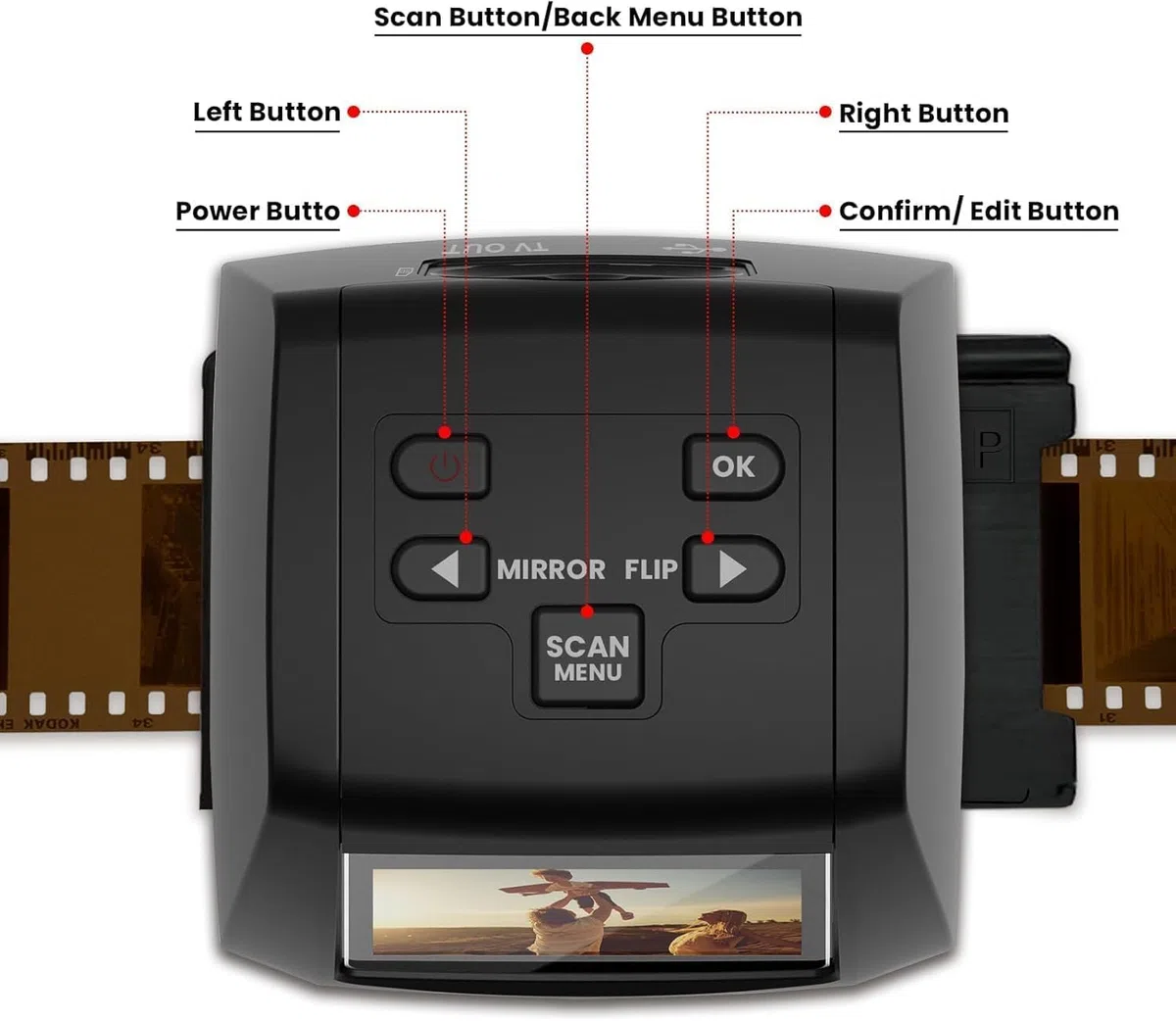 Digital Film Scanner 35mm 126 110 Super 8 8mm Negativscanner Diascanner 2,4" LCD-Display JPEG