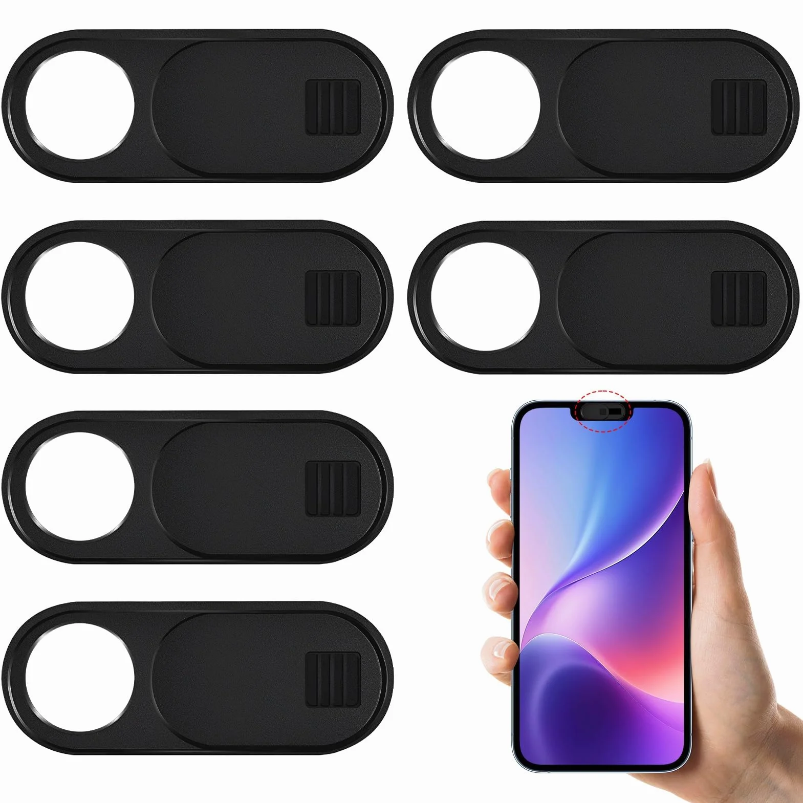 6 Stück Webcam Abdeckung, Laptop Handy Kamera Abdeckung Webcam Cover Slider 0.7 mm Schwarz für Computer Laptop Smartphone MacBook Pro Air Tesla Modelle 3 Y Schutz Ihrer Privatsphäre