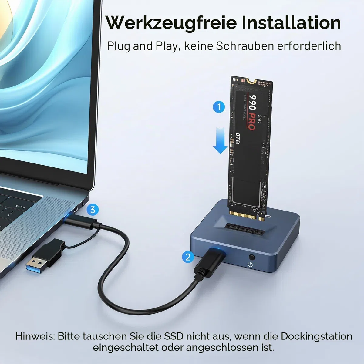 M.2 NVMe Docking Station, ANYOYO 10Gbps NVMe Dockingstation für M/B&M Key SSD, Werkzeuglos USB 3.2 Gen 2 NVMe Gehäuse USB C M.2 SSD Gehäuse für 2230 2242 2260 2280