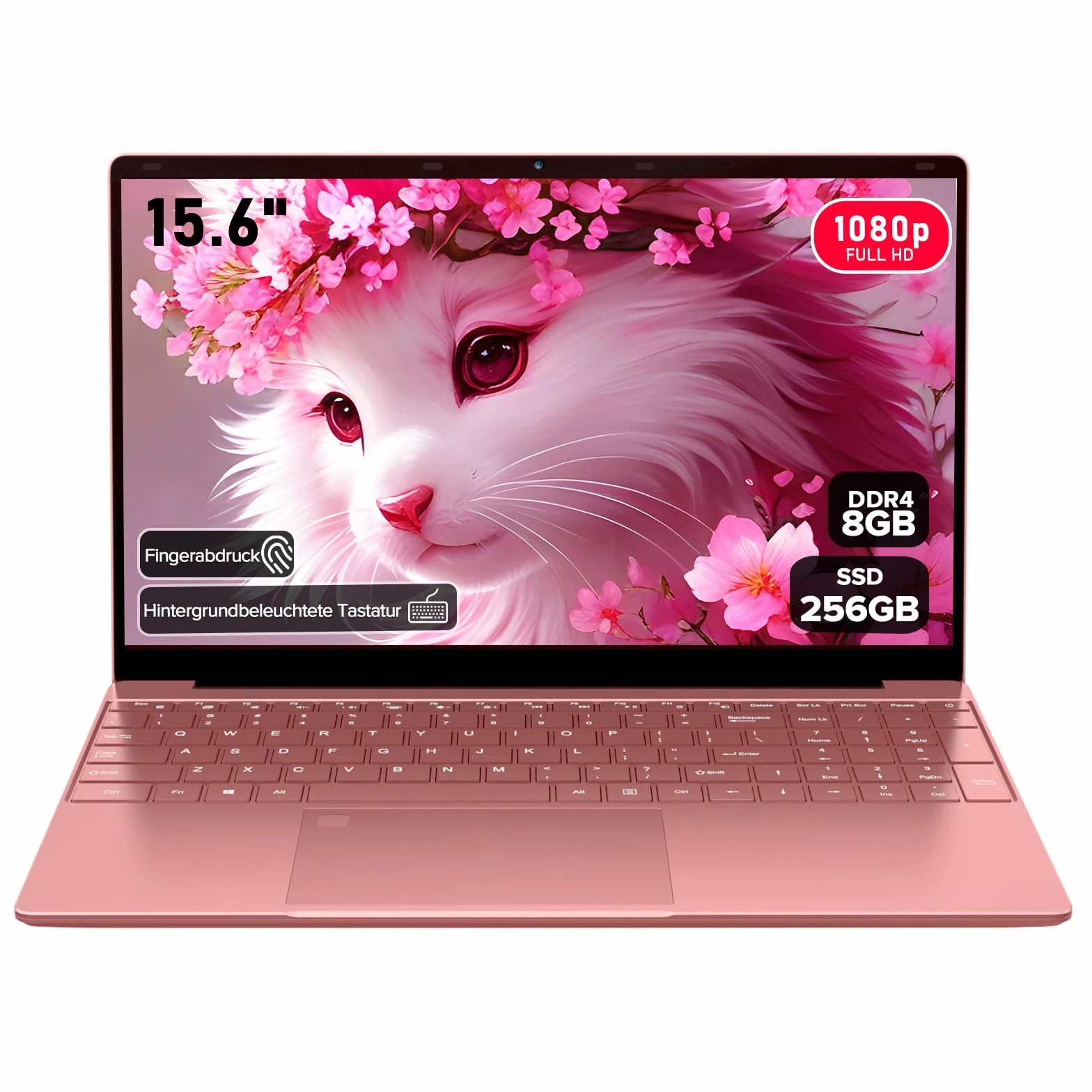 Molegar 2026 Laptop Computer Notebook,15.6" IPS FHD Display,Celeron N5100(Beats N4120/5205U CPU),WiFi5,BT5.0,USB3.0,Beleuchtete Tastatur,Fingerprint für Business Home Office und Studenten