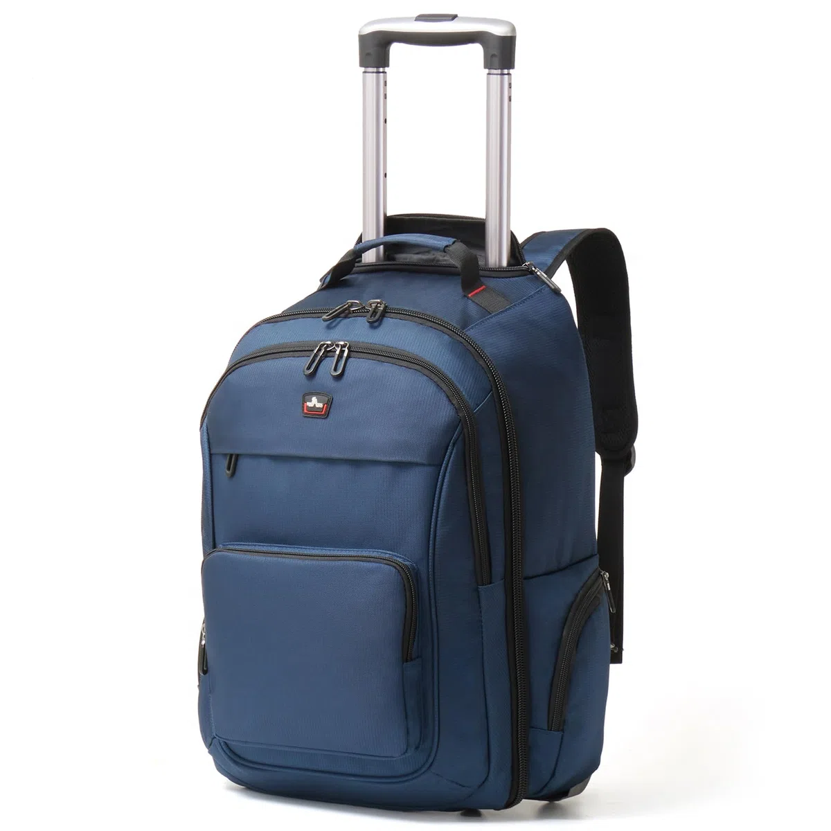 Rucksack mit Rollen, 40L 17.3 Zoll Trolley Handgepäck Laptop Reisetasche mit Rollen Groß Rucksack für Herren Arbeit, College, Blau