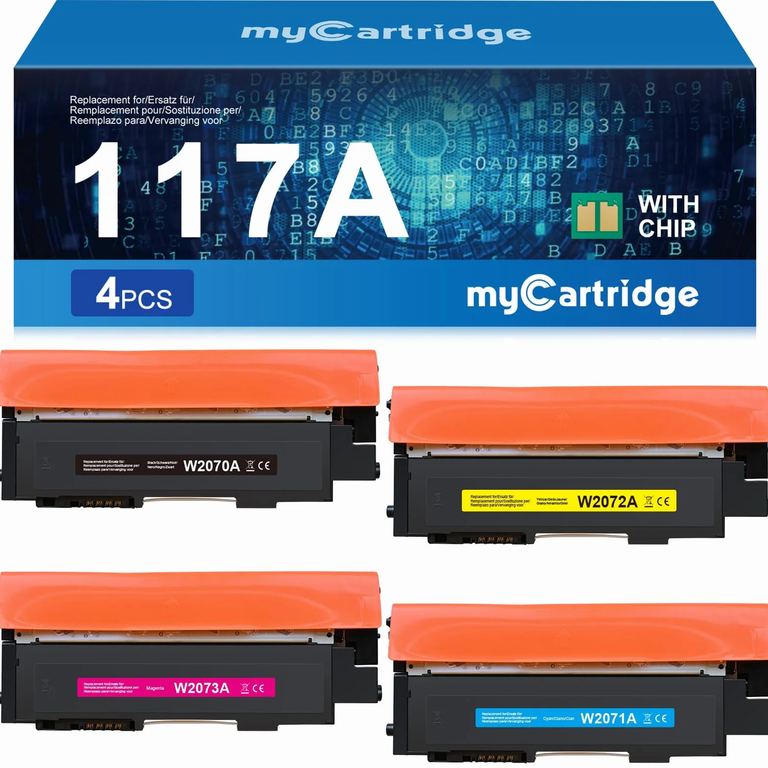 MYCARTRIDGE Kompatibel für HP 117A Toner Set Ersatz für HP Color Laser MFP 178nwg 179fwg 178nw 150nw 179fnw 150a W2070A W2071A W2072A W2073A (Schwarz Cyan Gelb Magenta, 4er-Pack)
