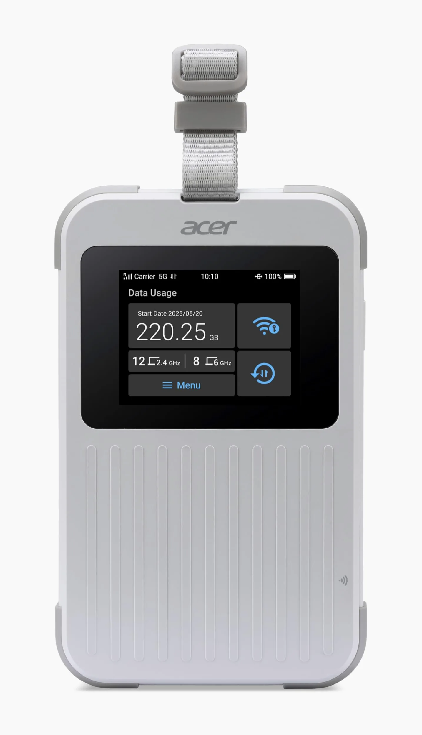 Acer, Connect M6E, Mobiler 5G Wi-Fi Hotspot, Globales 5G, TRI-SIM-Unterstützung, Wi-Fi 6E, Tri-Band, bis zu 20 Geräte, Touchscreen, Weiß