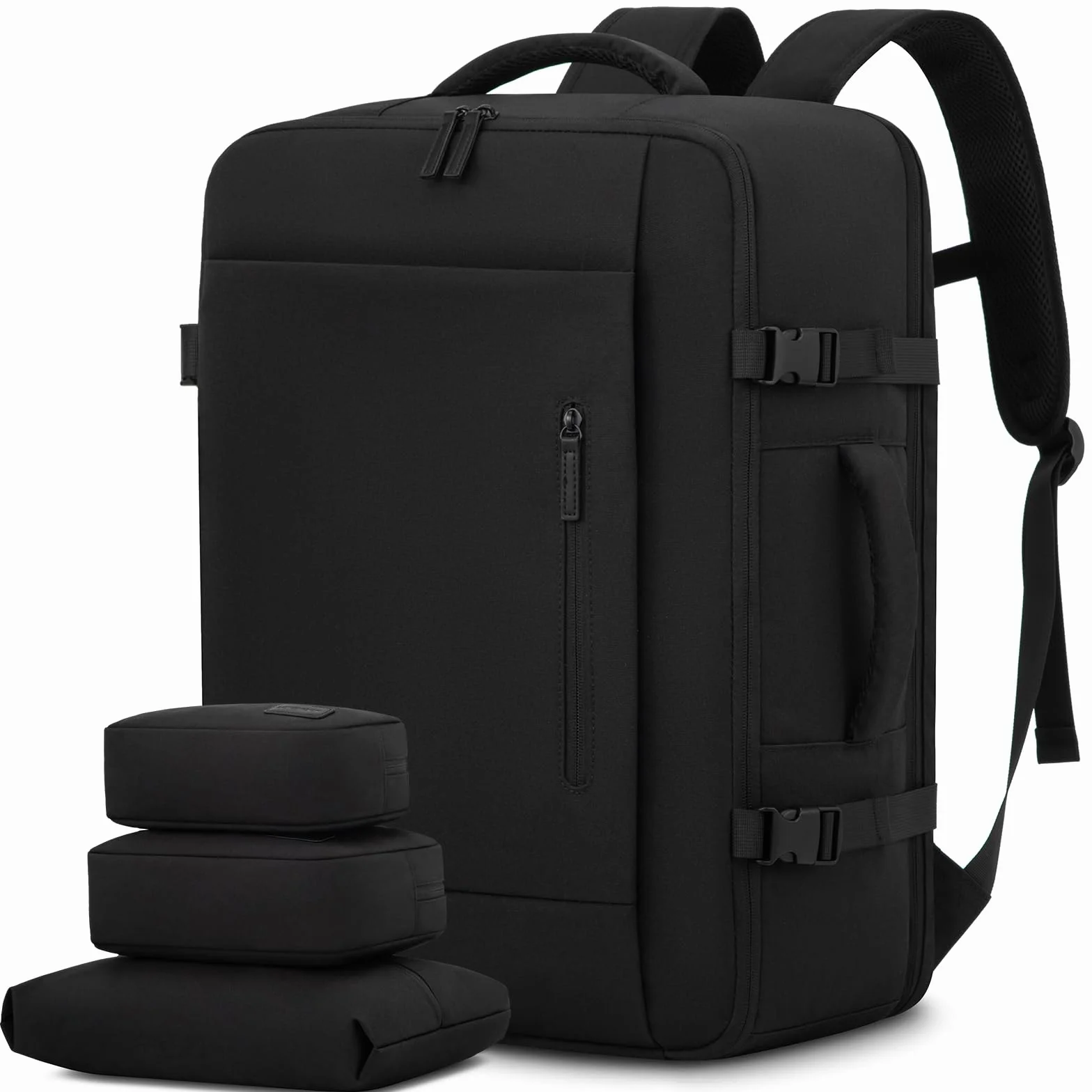 LOVEVOOK Handgepäck Rucksack, 40L Groß Reiserucksack Herren Damen Kofferrucksack Flugzeug Tasche, Travel Backpack Carry On Luggage für 17 Zoll Laptop, Reisetasche Koffer Cabin Bag für Reise, Schwarz