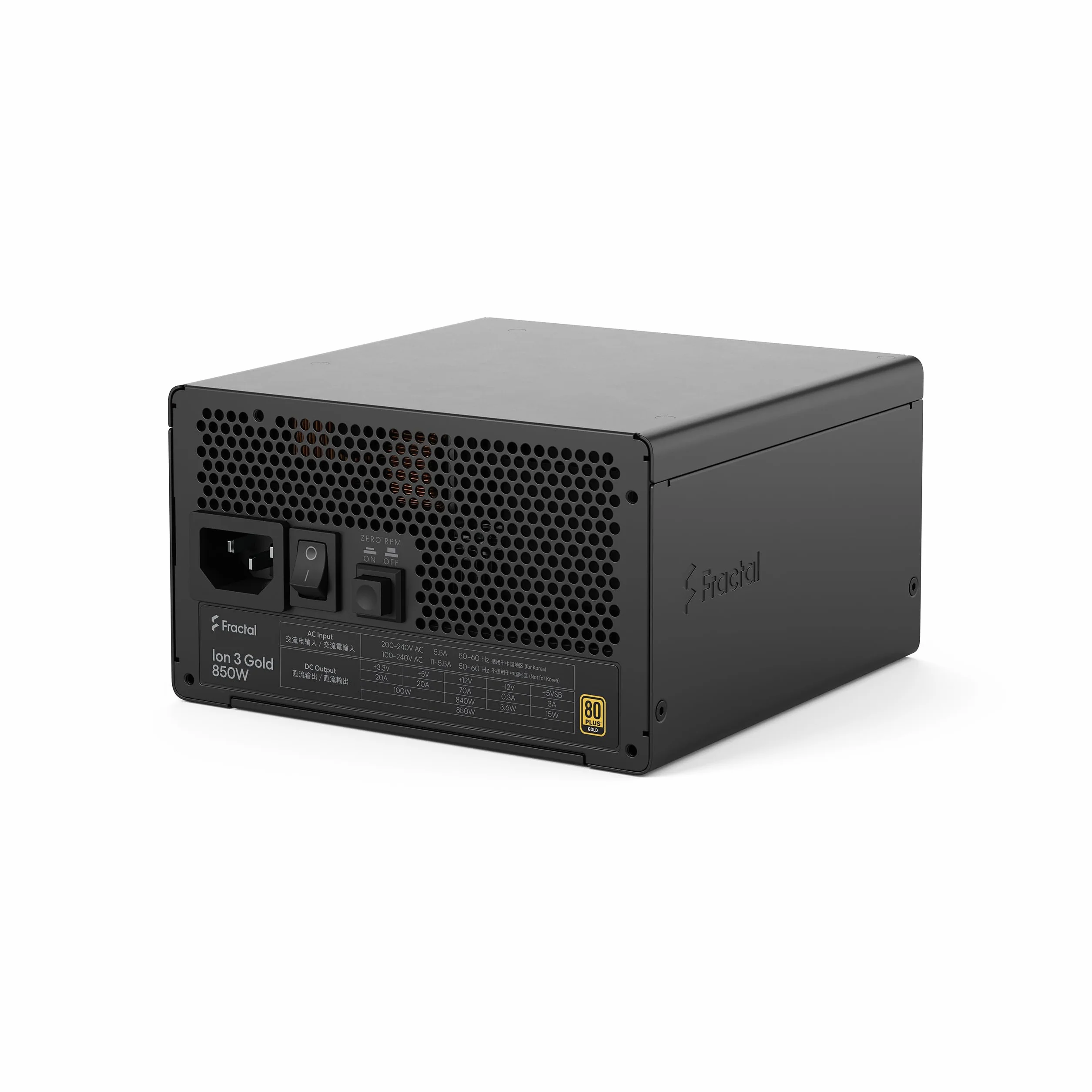 Fractal Design Ion 3 Gold 850W Black — 80 Plus Gold, vollmodular, ATX12V 3.1 Netzteil