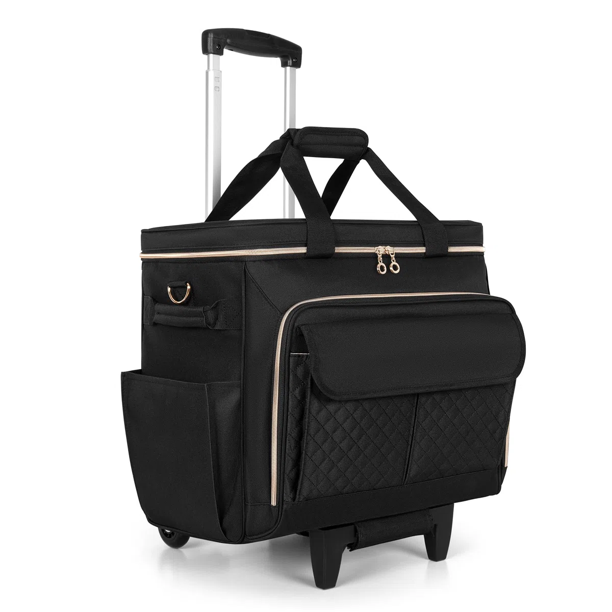Luxja Lehrertasche Damen Groß, Lehrertasche Trolley, Lehrertrolley für Reisen & Schule, Rollende Laptoptasche Frauen mit Rädern, Schwarz