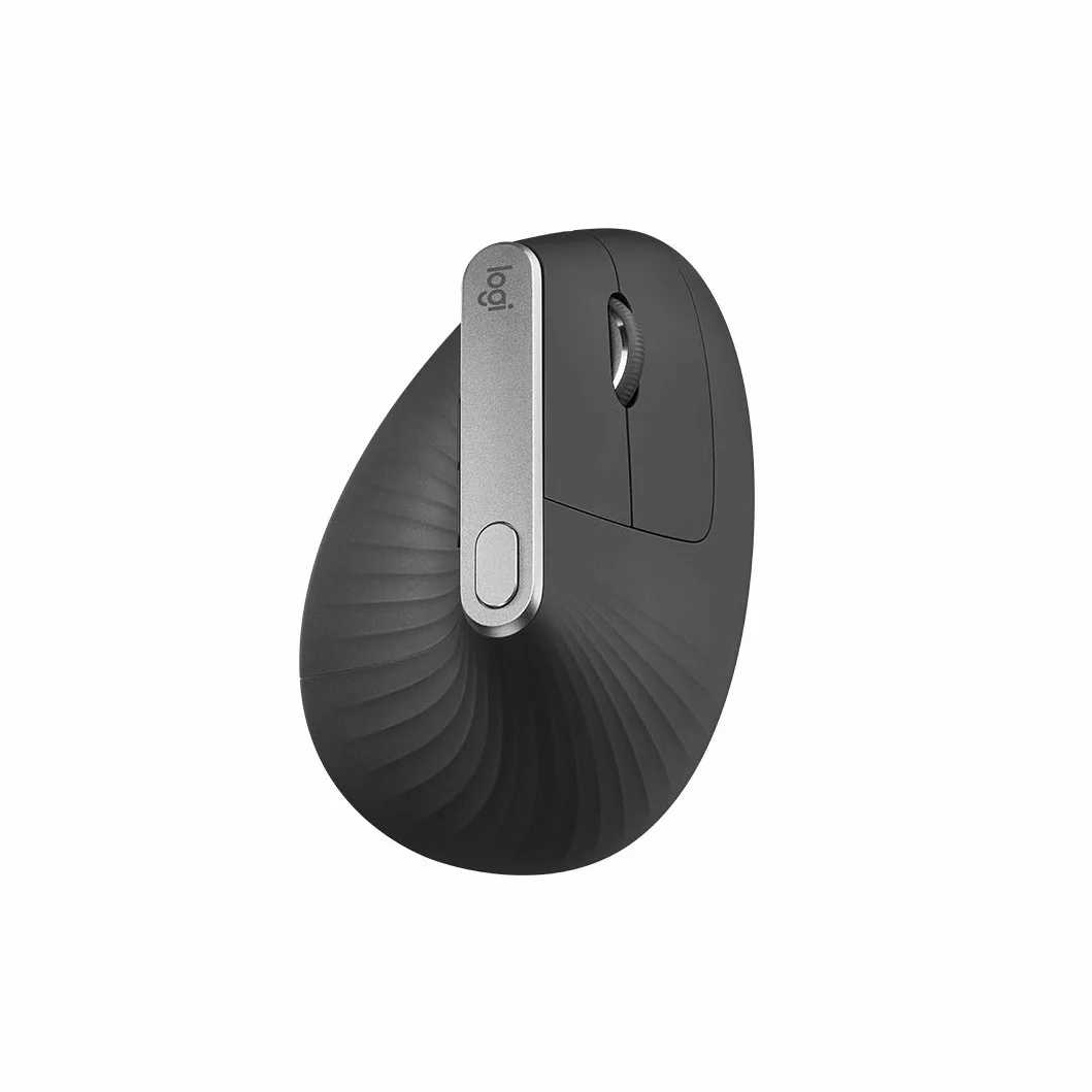 Logitech MX Vertical, Ergonomische Kabellose Maus, Bluetooth und 2.4 GHz Verbindung via Unifying USB-Empfänger, 4000 DPI Sensor, Wiederaufladbarer Akku, 4 Tasten, Multi-Device, PC/Mac/iPadOS - Graphit