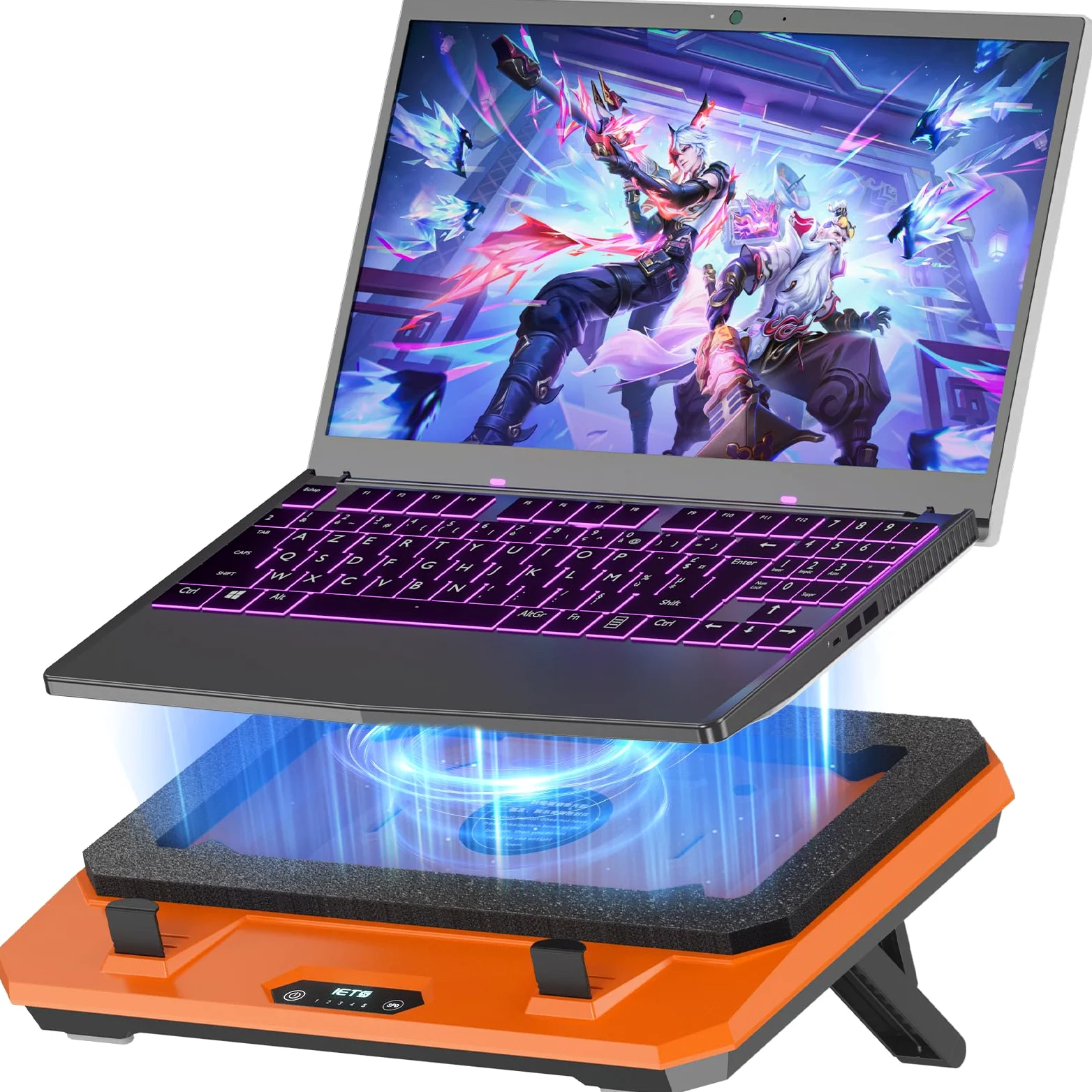 IETS GT300 Verbessertes Laptop-Kühlpad mit verstellbarem Ständer, Turbo-Kühler für schnelle Kühlung, 10-17 Zoll Gaming-Laptop, Flexibler Dichtungsring, mit Verstellbarer Luftfilterklemme (GT300F1)