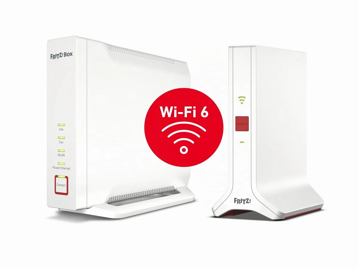 FRITZ! Mesh Set 4060 + 3000 AX Edition International, Wi-Fi 6 Triband bis zu 6000 Mbps, 2,5 Gigabit-WAN, Multiroom Mesh Wi-Fi System, kostenlose Updates, 5 Jahre Garantie