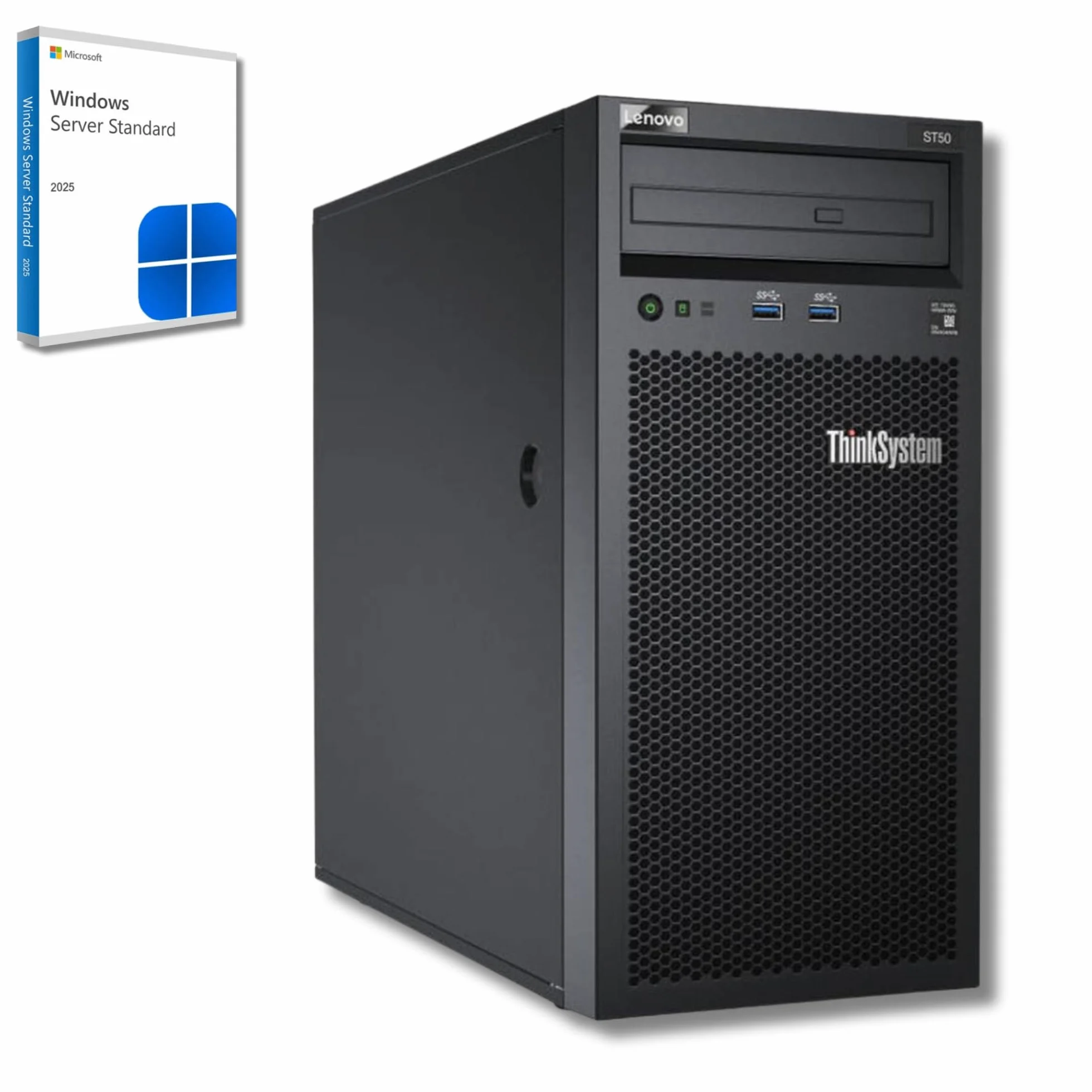 Lenovo ThinkSystem ST50 Server Intel Xeon E-2224G 16 GB ECC RAM 2×1 TB SSD Win Server 2025 Standard Generalüberholt