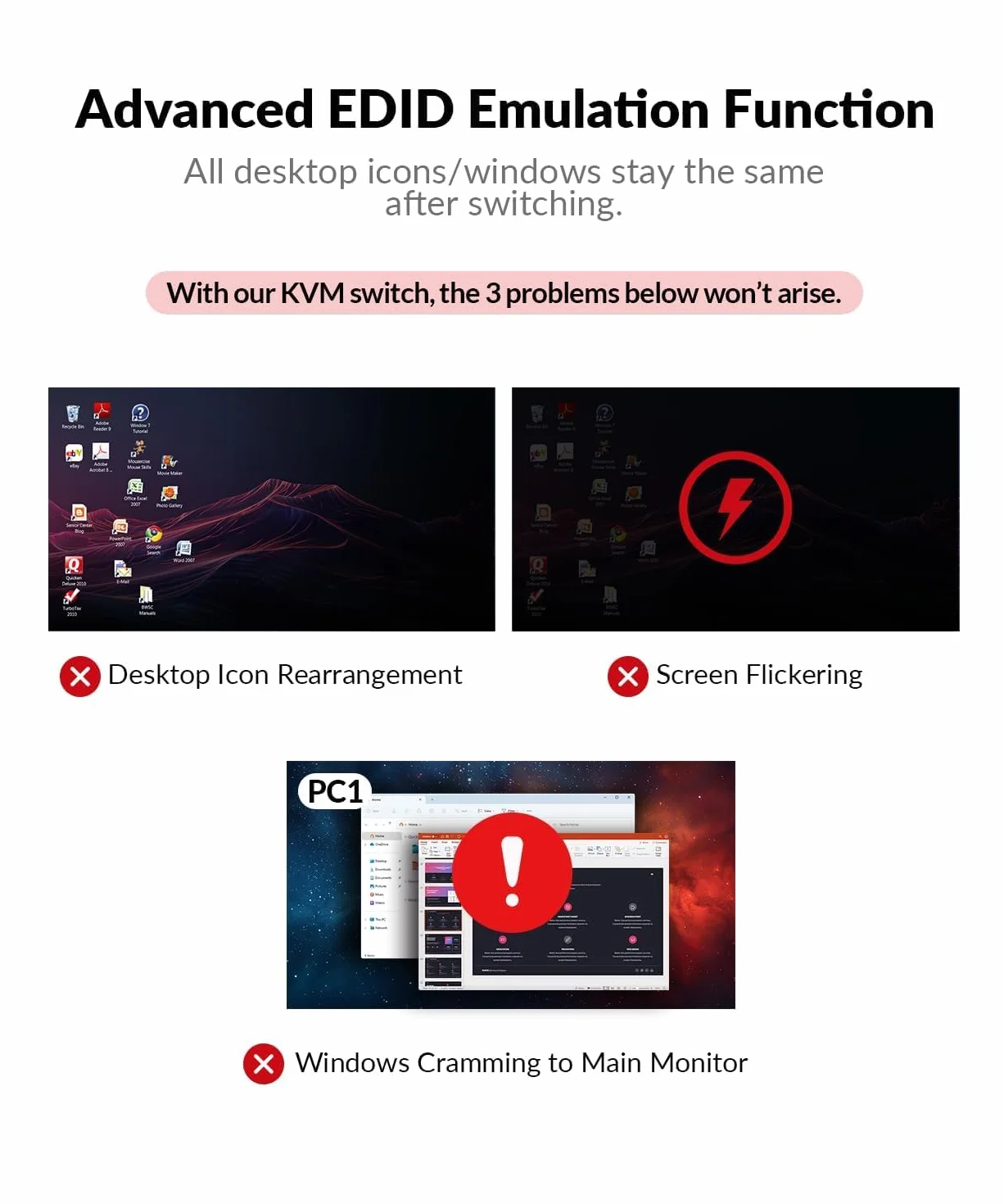 AV Access Docking Station KVM Switch Dual Monitor für Laptop & Desktop - USB C-Ladung, Vollaluminium, KVM-Switcher für 2 PCs mit Ethernet, EDID, 4K@60Hz/2K@144Hz/1080P@240Hz, 3xUSB 3.0, Netzteil