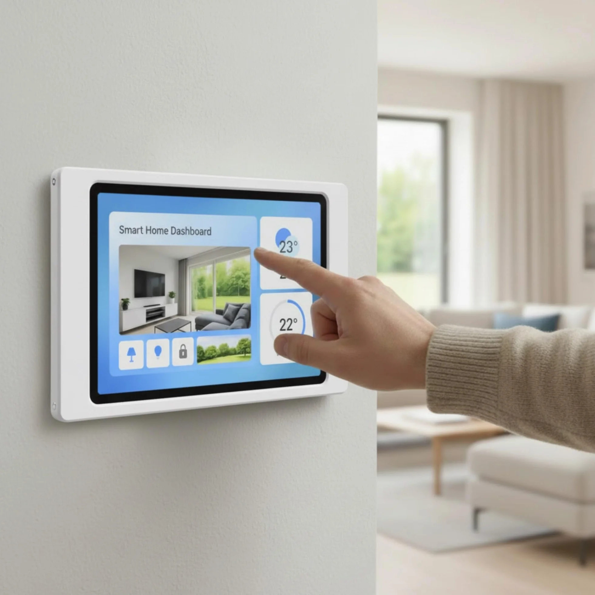 Tablet Wandhalterung für iPad 10. & 11. Generation (10,9/11 Zoll) - Passgenauer & Flacher Rahmen für Smart Home Display & Dashboard - Feste Montage mit Kabelführung - Weiß
