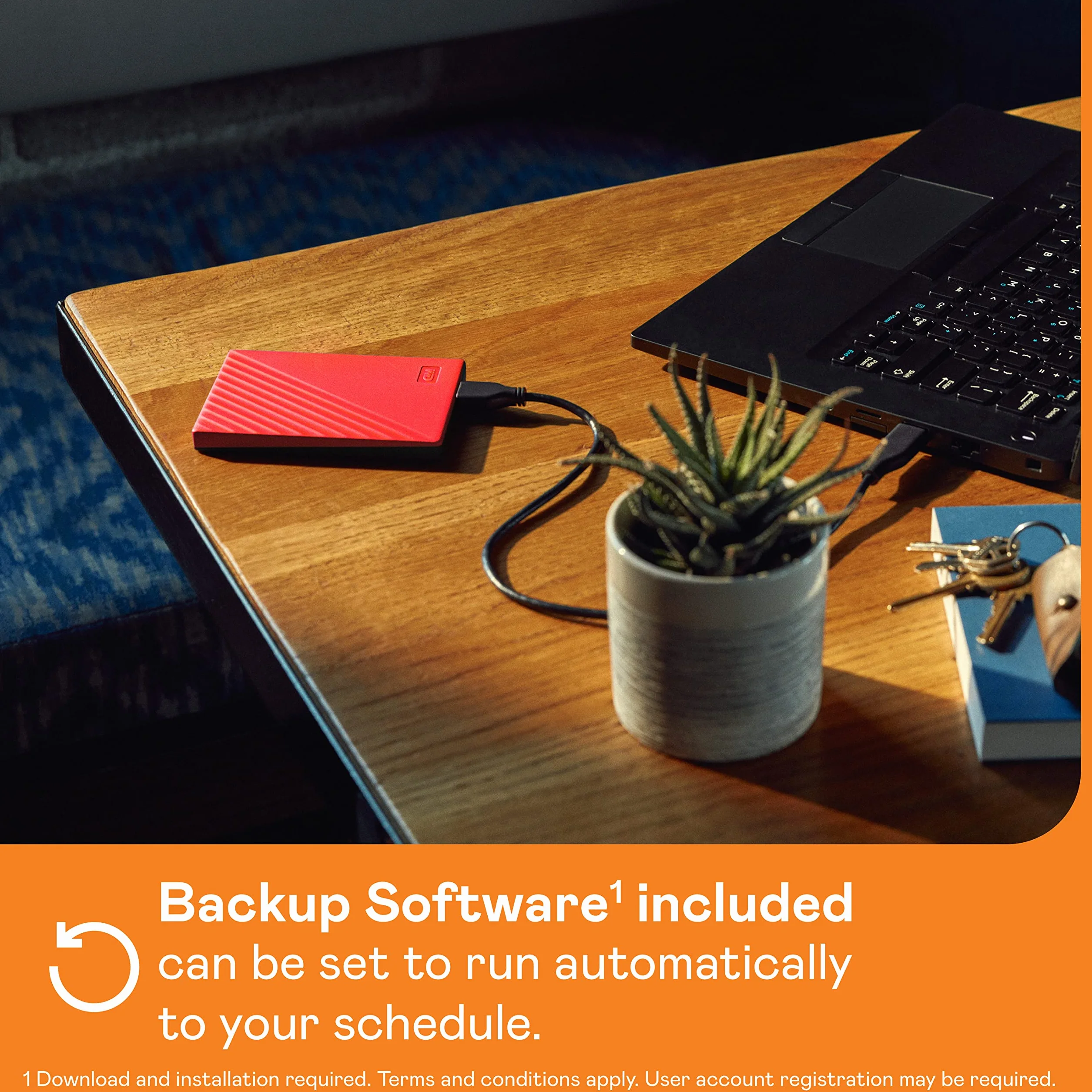 WD My Passport externe Festplatte 2 TB (mobiler Speicher, schlankes Design, herunterladbare Software, automatische Backups, Passwortschutz) Rot - auch kompatibel mit PC, Xbox und PS4