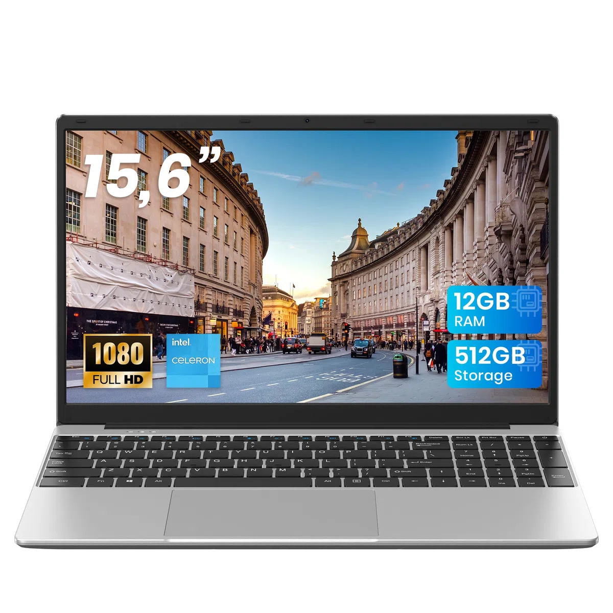 jumper Laptop 15,6 Zoll FHD Display, 12 GB RAM 512 GB ROM TF Erweitern 512GB, 5205U Prozessor Notebook(bis zu 2,3 GHz), 2 Stereo-Lautsprecher/USB 3.0/Typ-C/Zehnertastatur