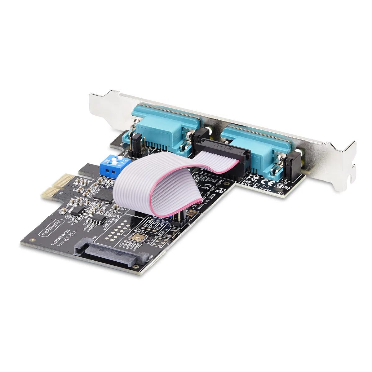 StarTech.com 2-Port Serielle PCIe Karte, Quad-Port PCI Express zu RS232/RS422/RS485 DB9 Serielle Karte, Standard/Niedrigrofil Halterungen, 16C1050 UART, ESD Schutz, Windows/Linux (2S232422485-PC-CARD)
