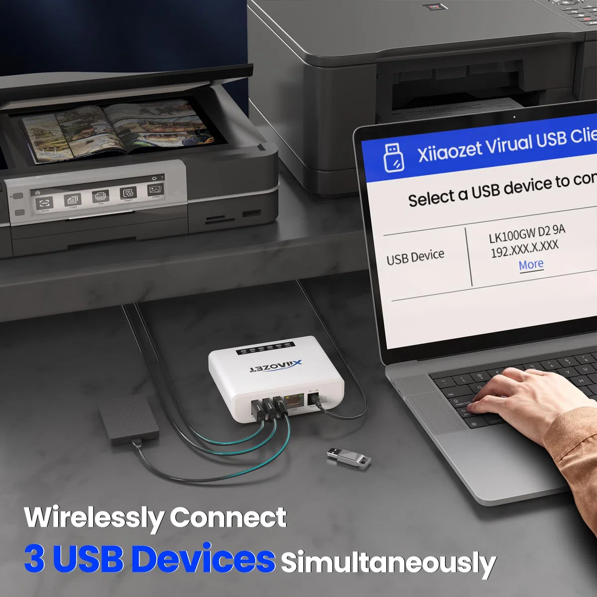 Kabelloser USB-Server Und Druckserver Teilen USB-Geräte (drucker, Scanner Oder Mehr) Über LAN Ethernet Wifi-Netzwerk, Einfache Einrichtung, Kompatibel Mit Windows Mac Linux
