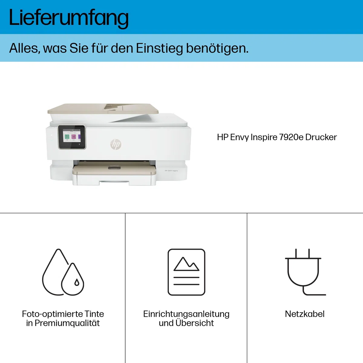 HP Envy Inspire 7920e Multifunktionsdrucker, Tintenstrahldrucker, 6 Monate gratis drucken Instant Ink inklusive, Drucken, Scannen, Kopieren, Fotodruck, ADF, DIN A4, WLAN, Airprint