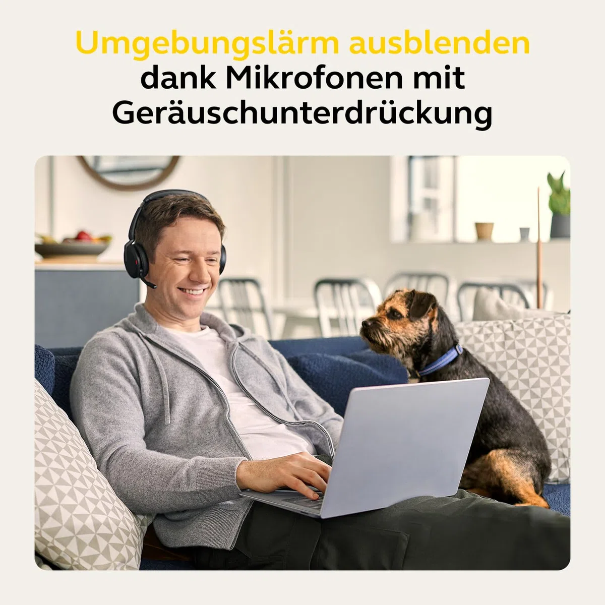 Jabra Evolve2 65 Flex - Stereo-Bluetooth-Headset mit Wireless-Charging-Pad, geräuschunterdrückender Jabra ClearVoice Technologie und hybrider ANC - für MS Teams zertifiziert - Schwarz