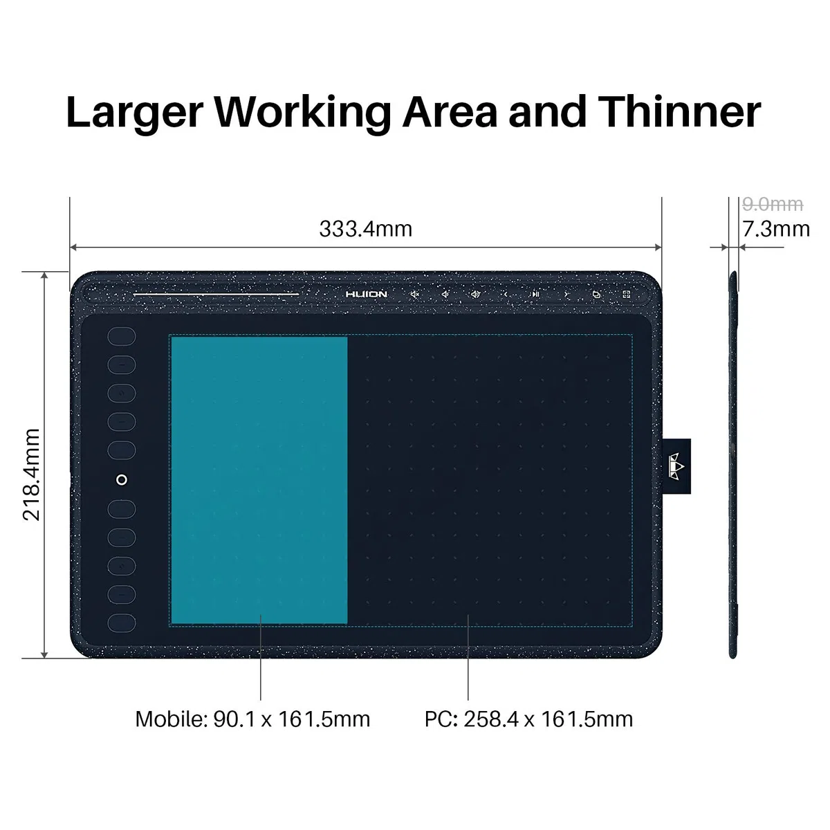 2020 HUION HS611 Grafiktablett Android unterstützt Stift Tablet Neigefunktion, Batteriefreier Stylus 8192 Stift Druck mit 8 Multimedia-Tasten, 10 Express-Tasten und Touch-Strip(Sternenblau)