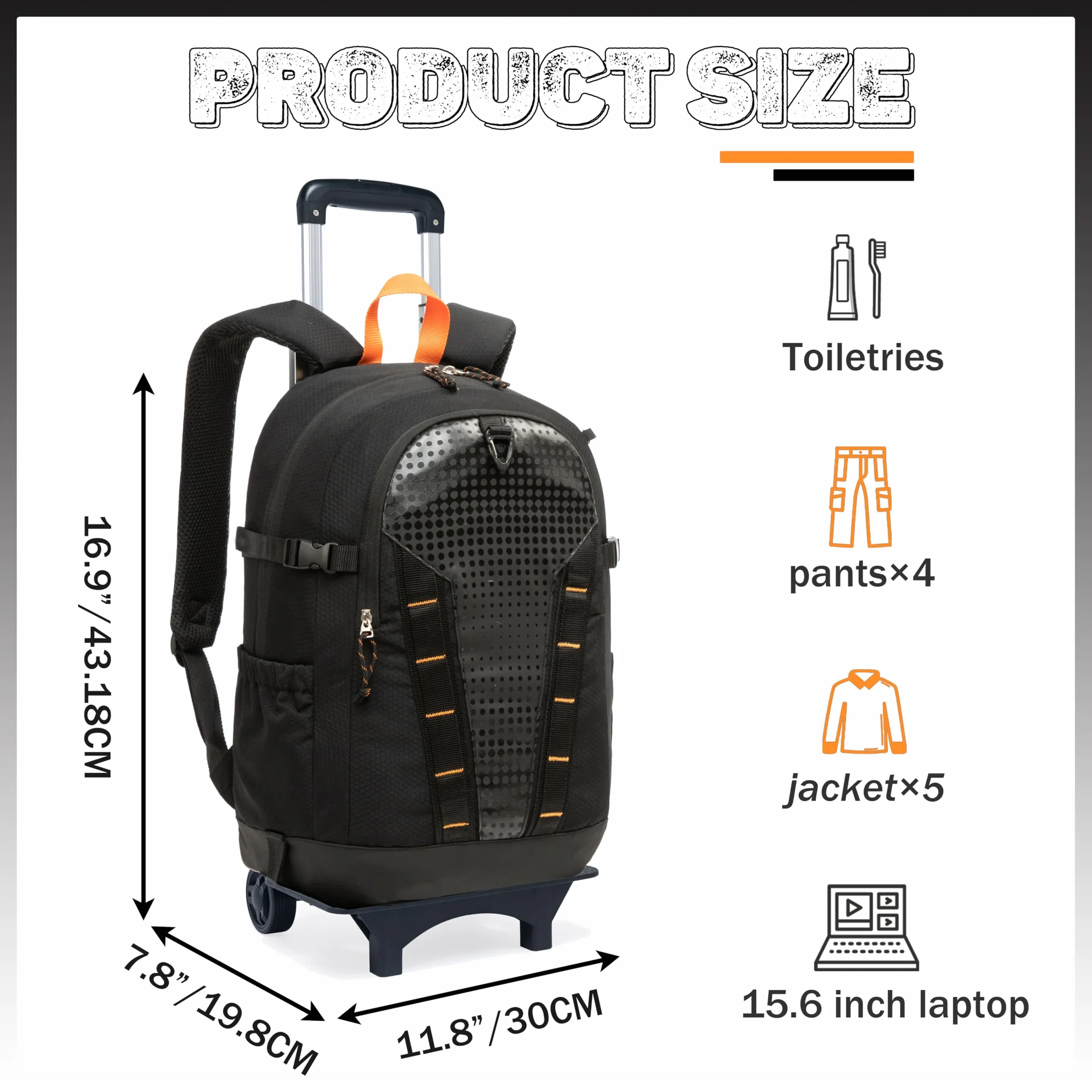 HTgroce Trolley Laptop-Tasche, Aktentasche zum Rollen Herren, Büro Business-Reisen Laptop Koffer