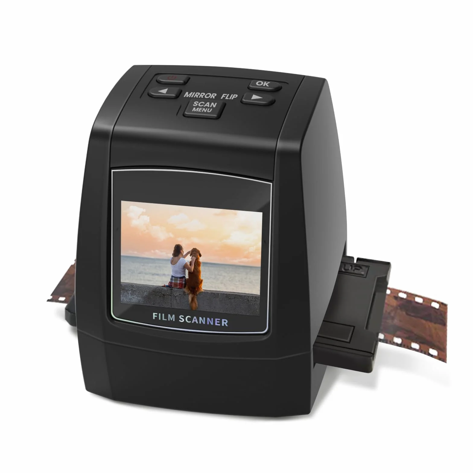 Digitaler Mini-Scanner für Filme und Dias, konvertiert Negative und Dias aus 35 mm, 126, 110, Super 8 und 8 mm Filmen in 22-Megapixel-JPEG-Bilder, 2,4-Zoll-LCD-Bildschirm