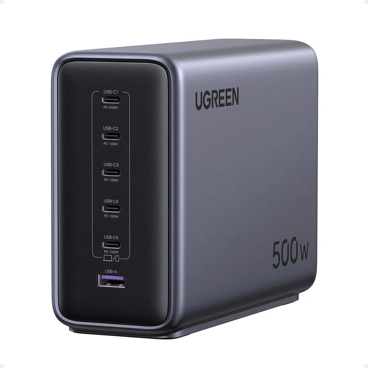 UGREEN Nexode 500W USB C Ladegerät 6-Port Netzteil GaN Ladestation PD 3.1 Desktop Charger Mehrfach kompatibel mit MacBook, iPad Pro/Air, iPhone 17-8 Serie, Galaxy S25-S22