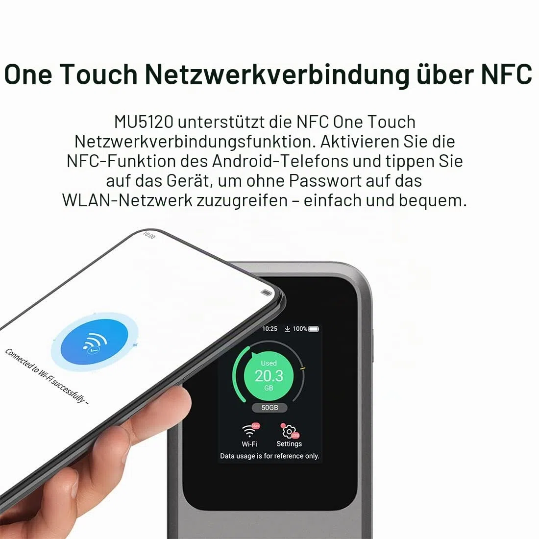 ZTE MU5120 – der leistungsstärkste tragbare 5G-WLAN-Hotspot, riesiger 10000-mAh-Akku, 18 W Reverse Charge, NFC, 2,4-Zoll-Touchscreen, verbindet 64 Geräte – SIM-Slot entsperrt