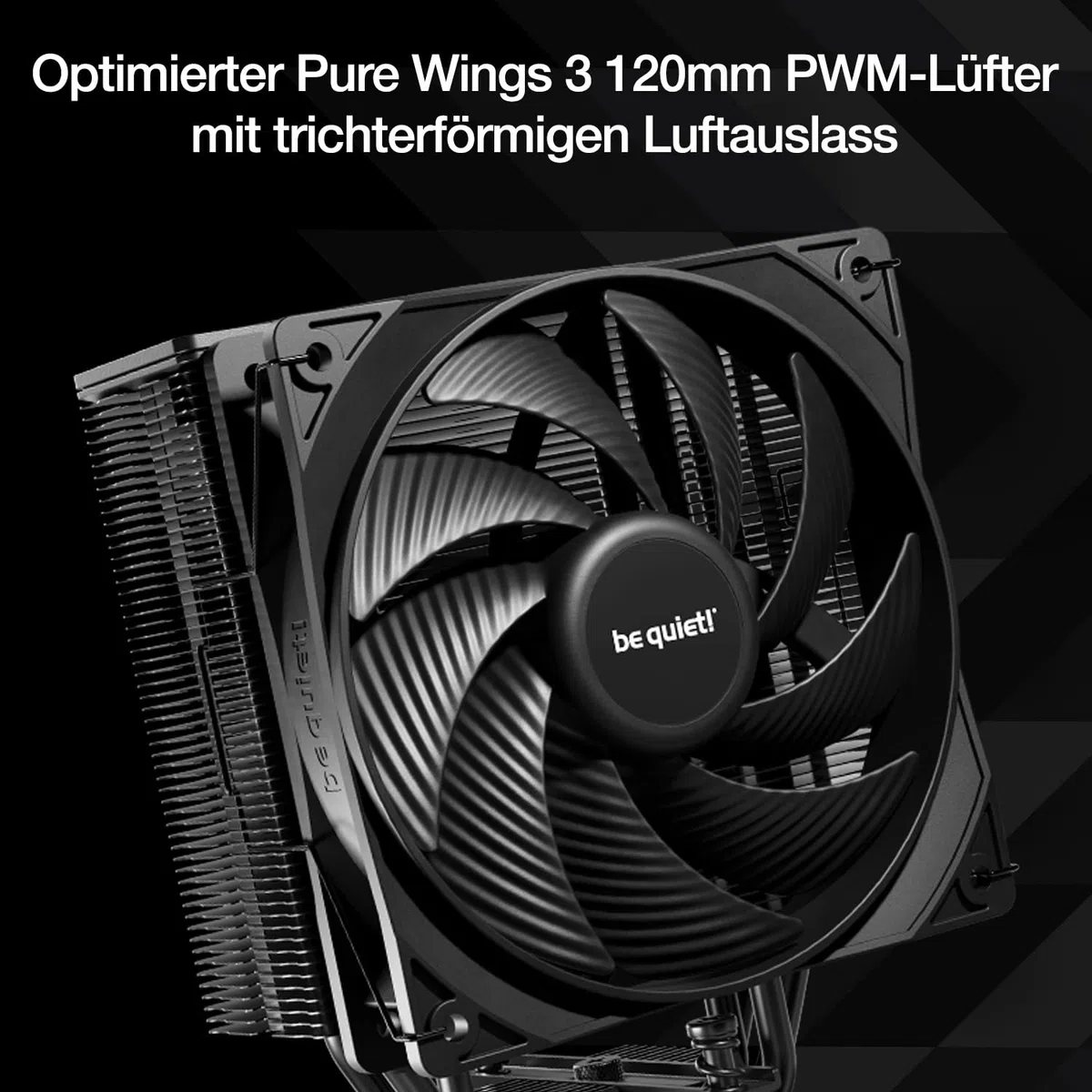 be quiet! Pure Rock 3 Black Luftkühler, sehr hohe Kühlleistung, 4 Hochleistungs-Heatpipes mit HDT-Technologie, optimierter Pure Wings 3 120mm PWM- Lüfter, vorinstallierte Montagebrücke