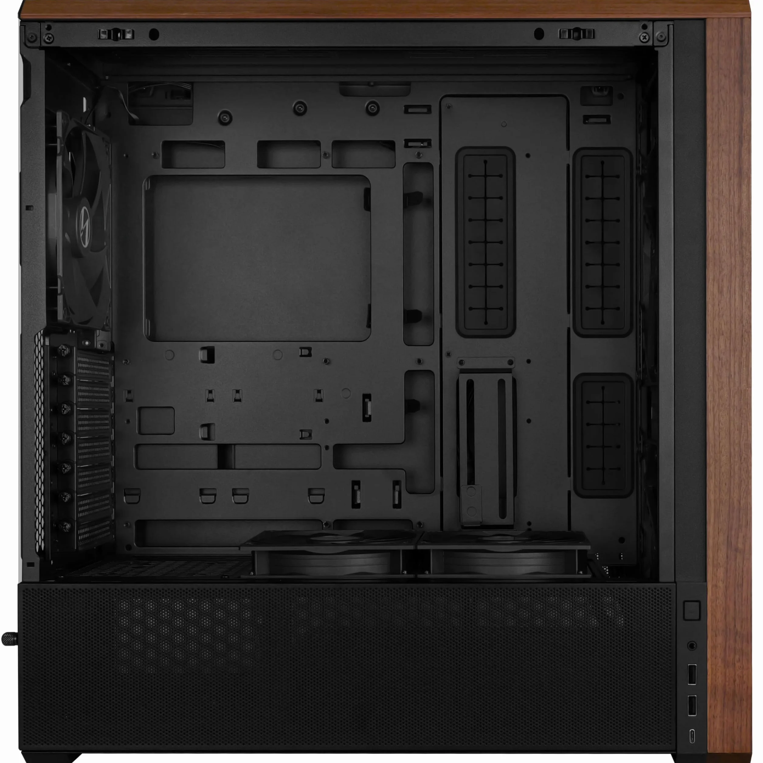 Lian Li Lancool 217 PC-Gehäuse Schwarz | ATX Midi-Tower, Tempered Glass, 5 Lüfter, Walnussholz, Mesh-Front, Back-Connect-kompatibel