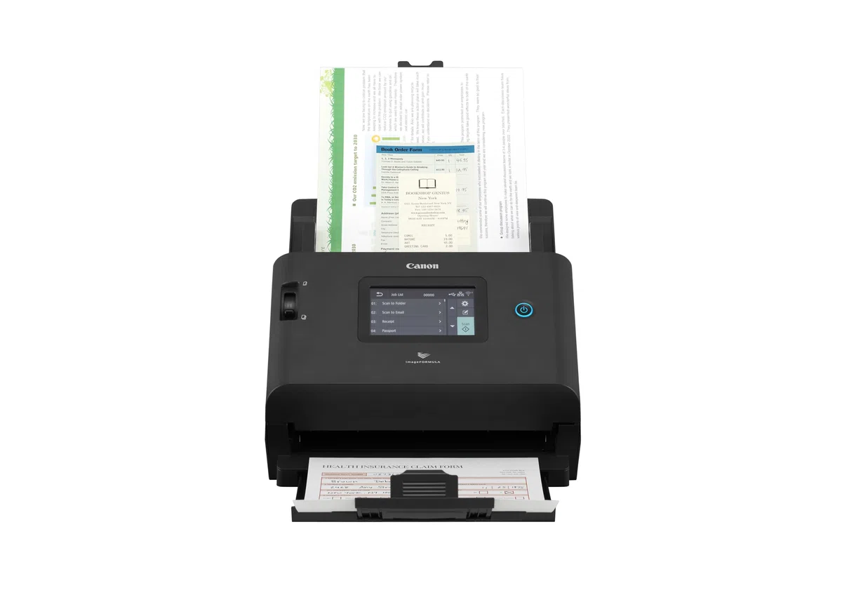 Canon imageFORMULA DR-S350NW, Desktop Dokumentenscanner, Scannen mit Webbrowser und direktem Auftragsscan, 4.3”Touch-Panel, SuperSpeed USB 3.2, LAN und WiFi (2.4GHz/5GHz)