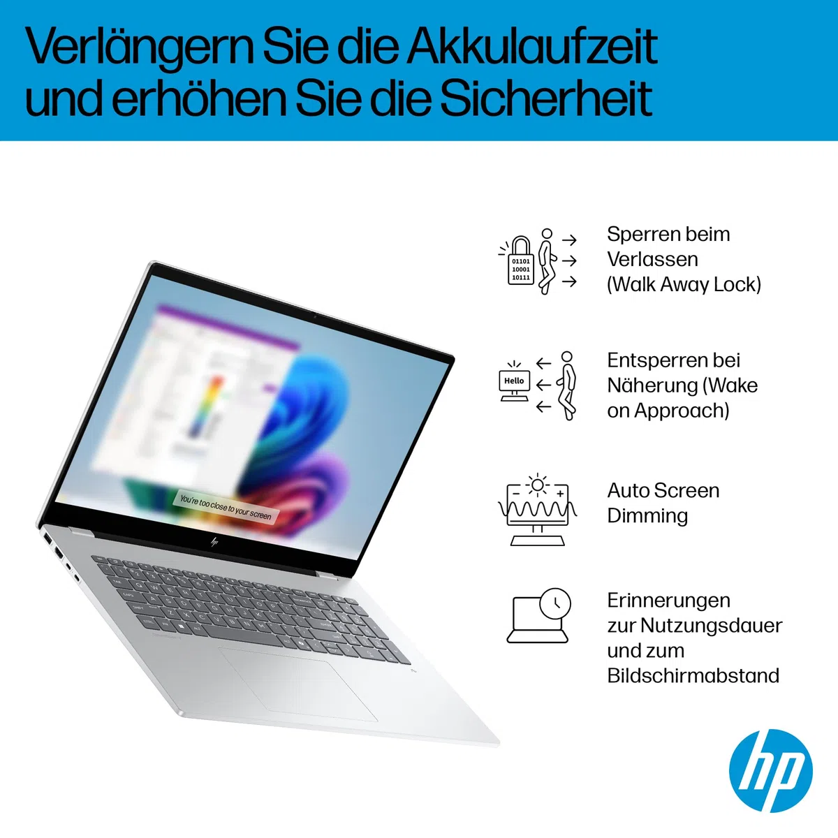 HP OmniBook X Flip 2-in-1 Laptop (17.3 Zoll FHD-Touchscreen, Intel Core Ultra 7, Copilot+, 16GB RAM, 1TB, Win11, QWERTZ) - Silber