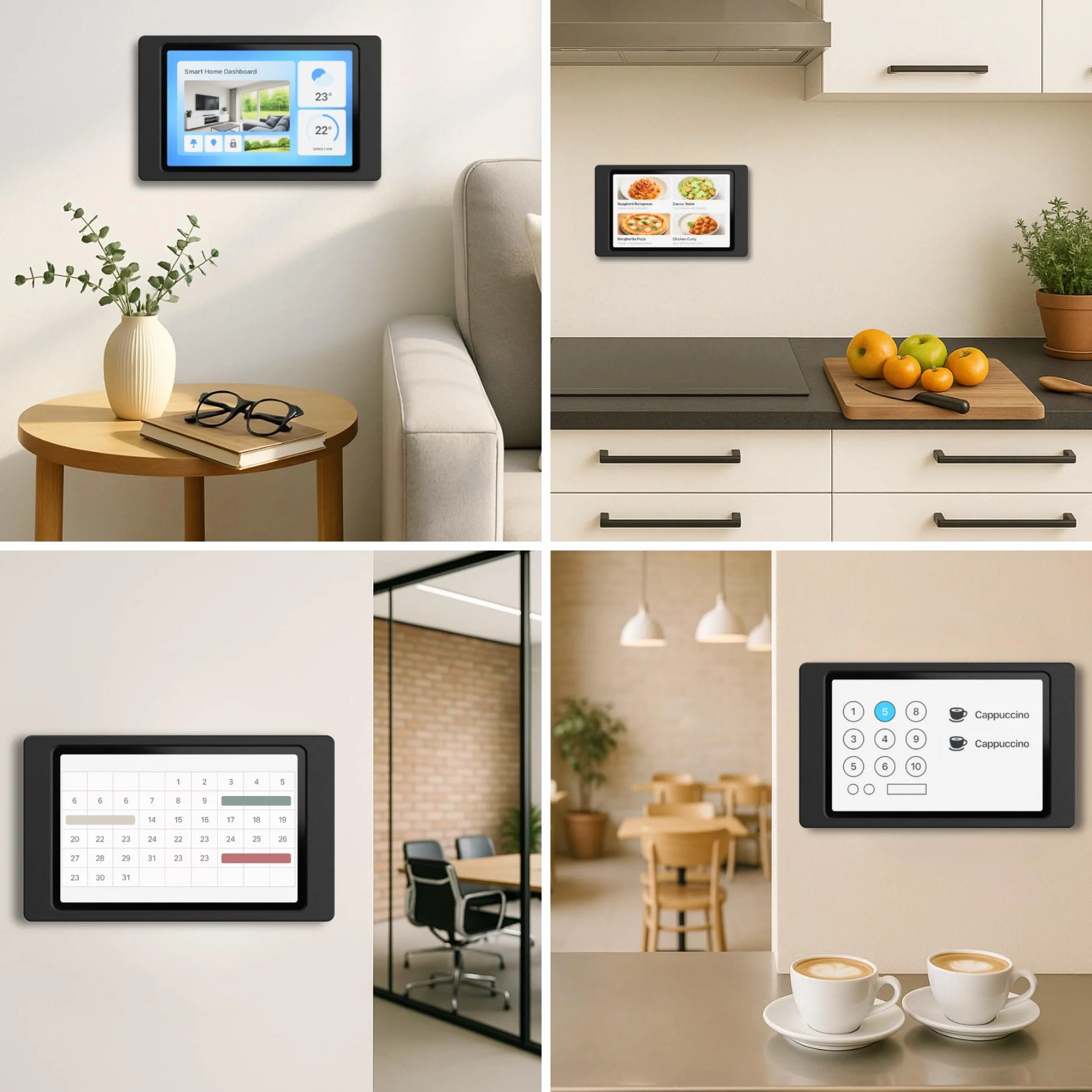 Tablet Wandhalterung für Samsung Galaxy Tab A9+ / A11 Plus (11 Zoll) - Passgenauer & Flacher Rahmen für Smart Home Display & Dashboard - Feste Montage mit Kabelführung - Schwarz