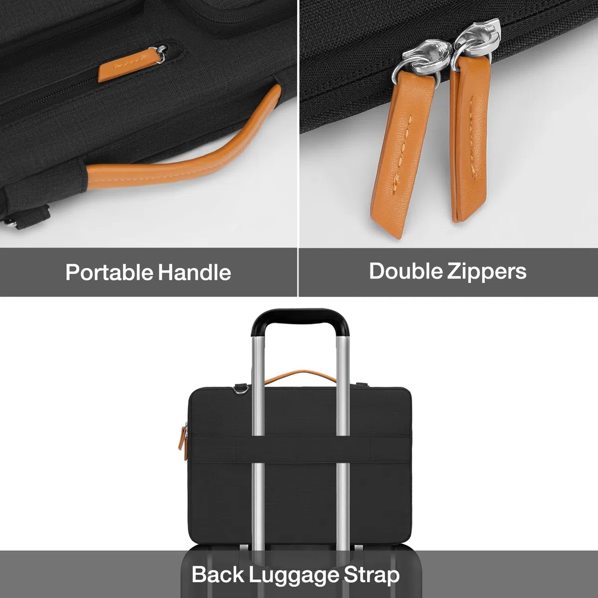 MOSISO 360 Laptoptasche, Wasserdicht Laptop Schultertasche, Stoßfest Umhängetasche mit 4 Reißverschlusstaschen