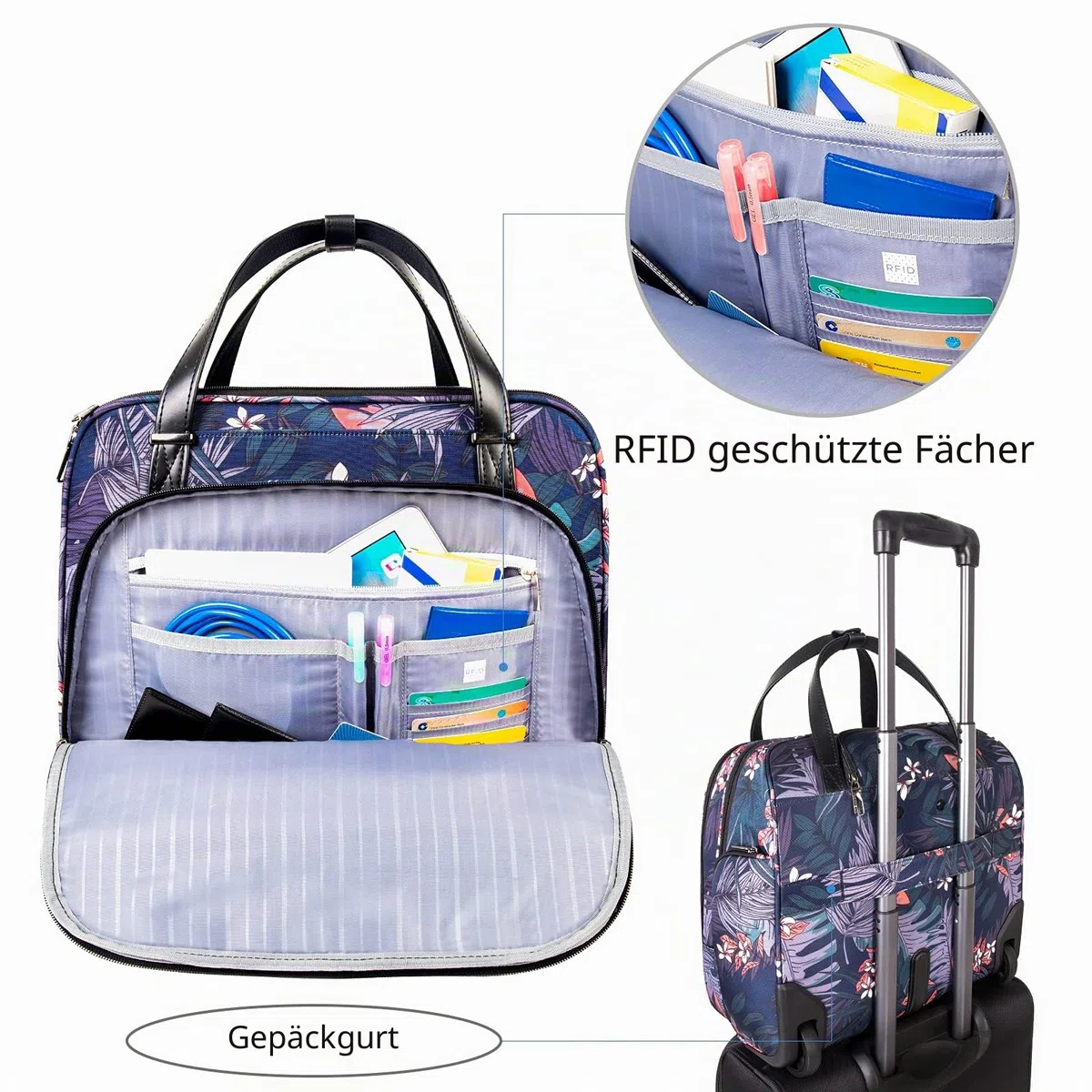 VANKEAN Laptoptasche mit Rollen, für Damen und Herren, Roll-Aktentasche für Laptops bis zu 39,6 cm (15,6 Zoll)